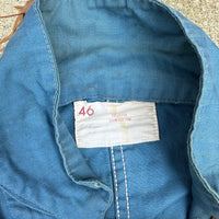 1950’s Blue HBT Chainstitched Gas Station Shop Coat Size 46