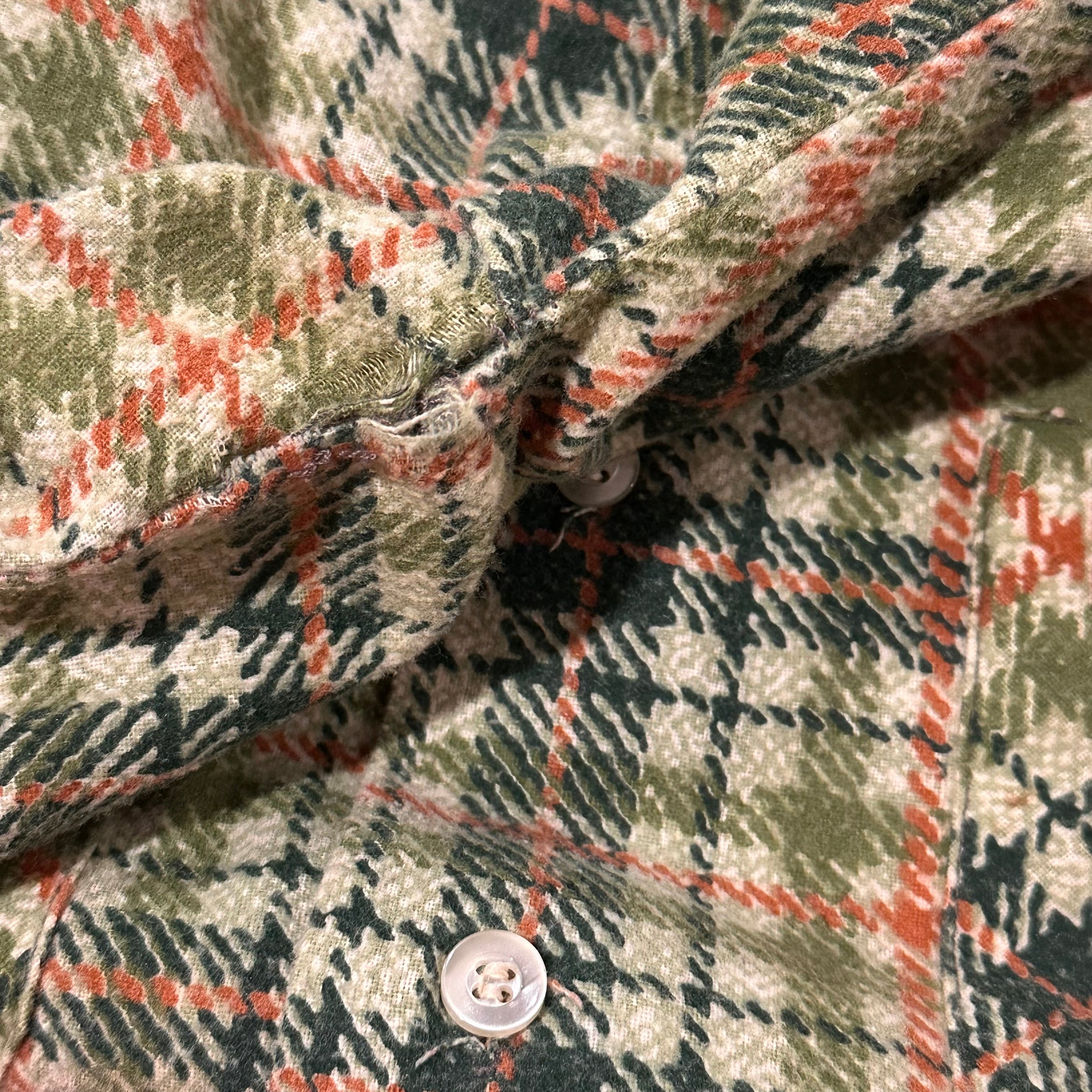 1970’s Printed Plaid Cotton Flannel Shirt Small