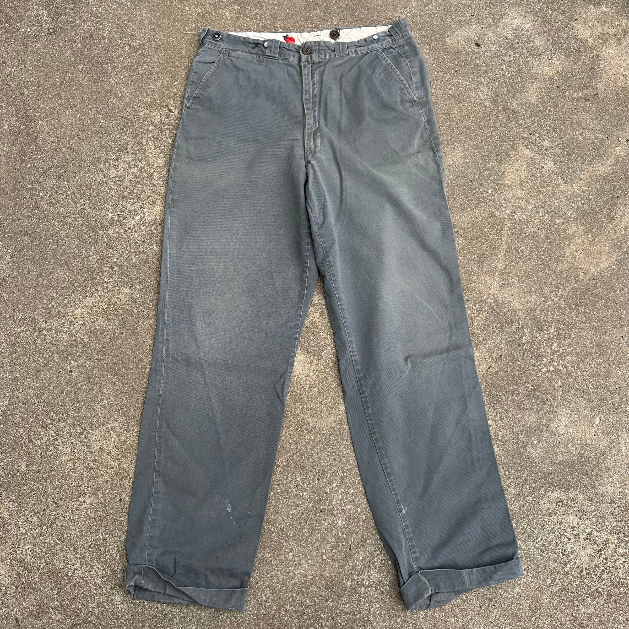 1950’s Grey Boat Cloth Work Pants 34” Waist
