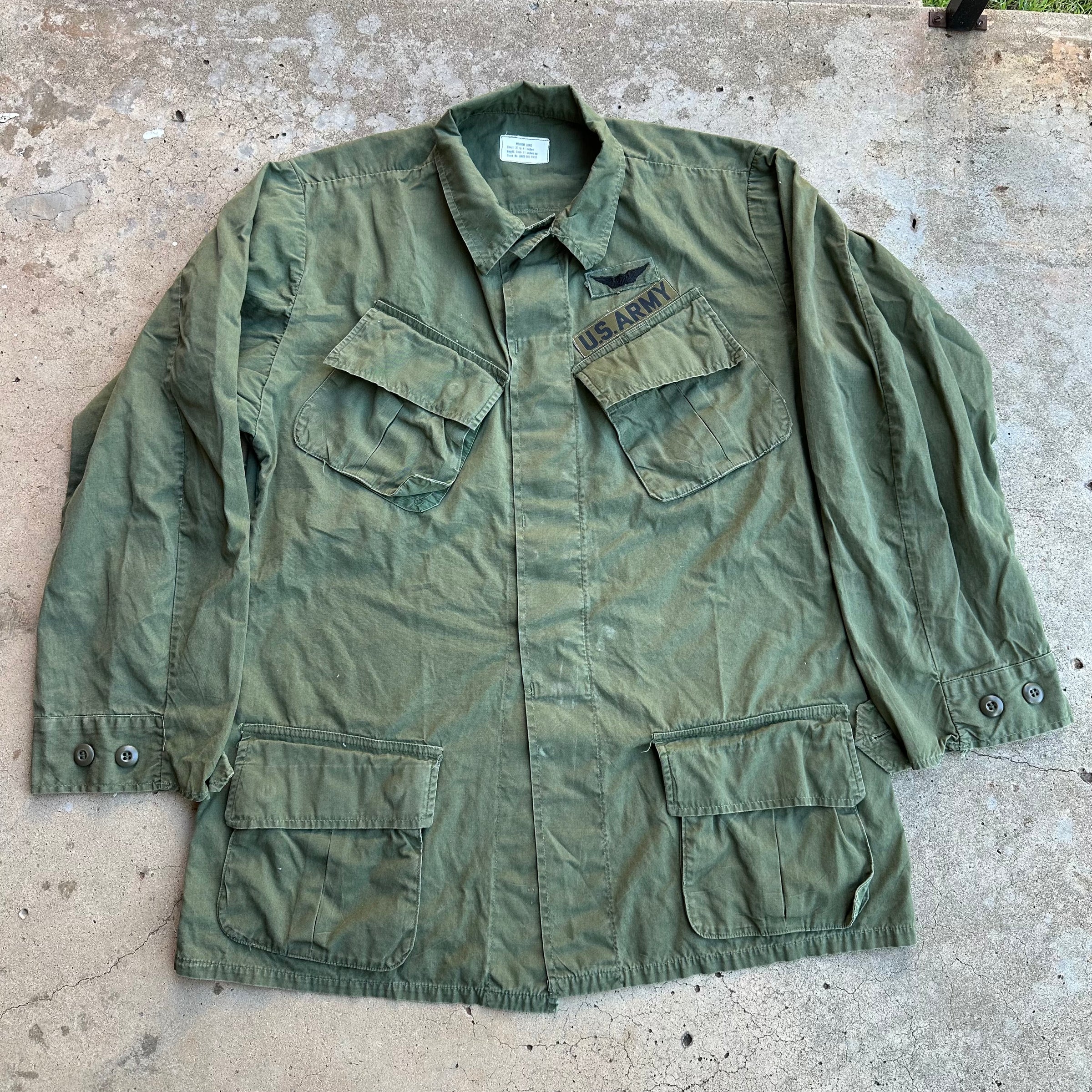 1960’s Vietnam War Mint Patched Poplin Jungle Jacket Medium Long