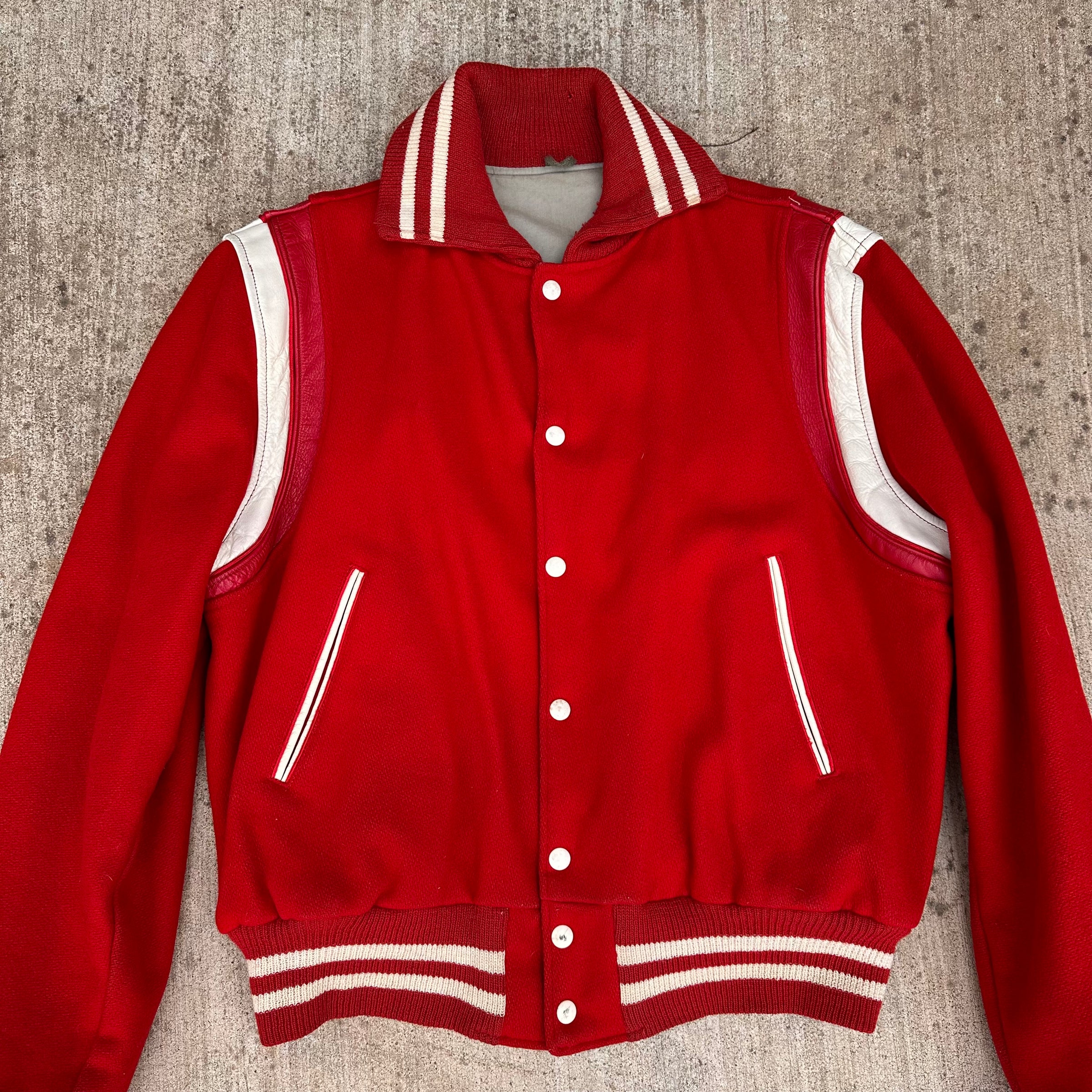 1960’s Hatchers Bulldog Patched Reversible Wool Varsity Jacket 25” Chest