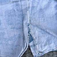 1970’s Banded Collar Antique Brochure Print Shirt 24” Chest