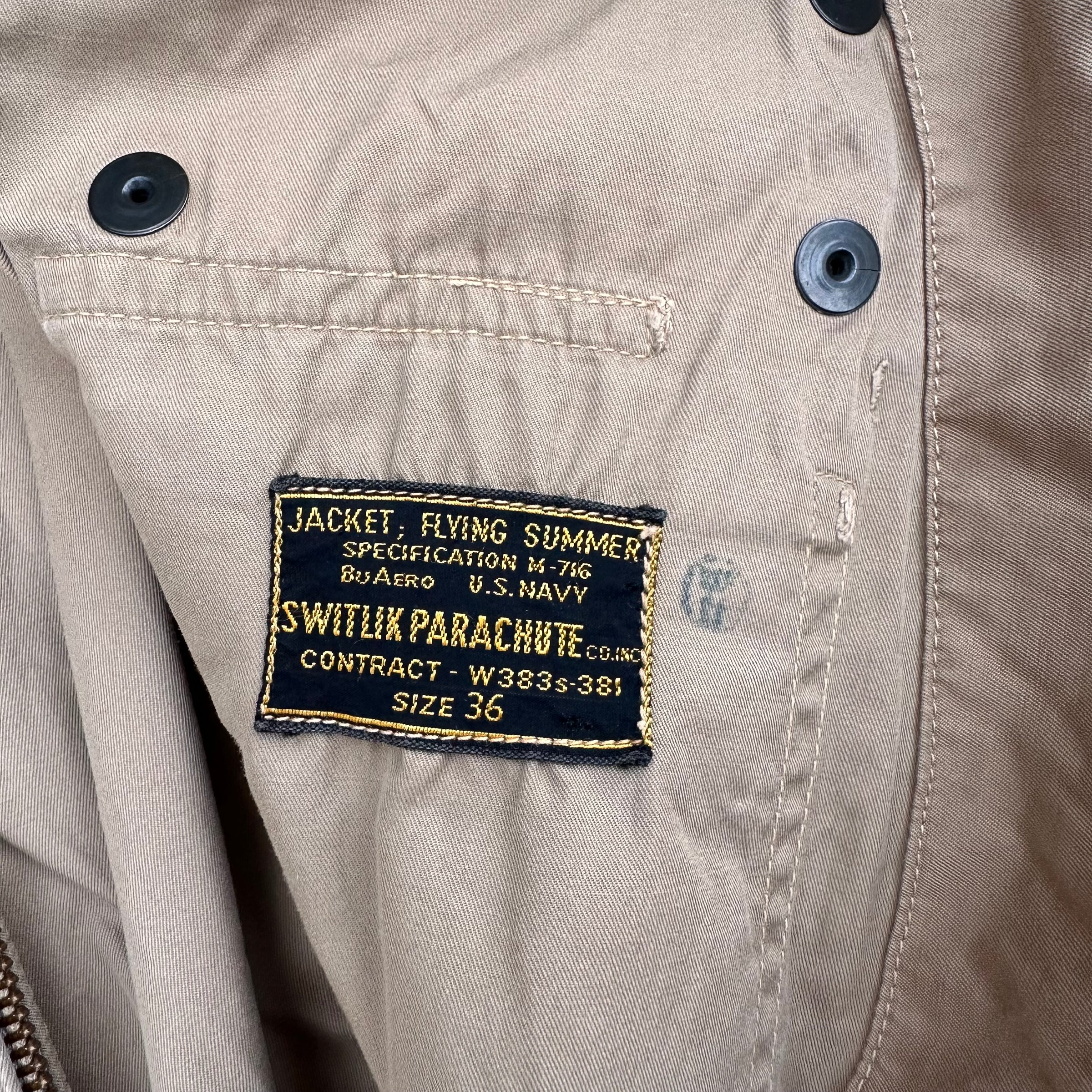 1940’s WWII US Navy M-716 Summer Flying Jacket Size 36