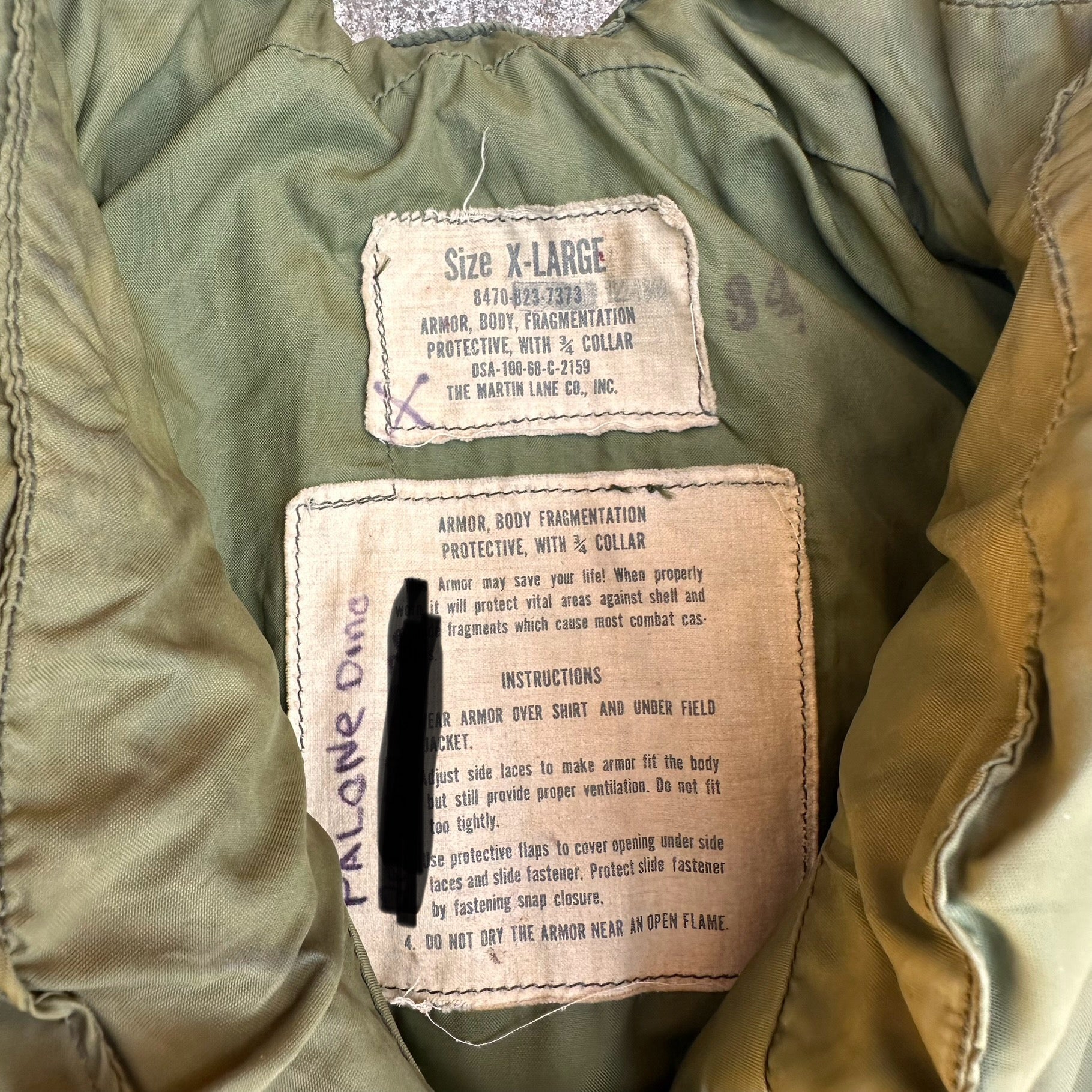 1960’s Vietnam War Era M-69 Flak Vest XL