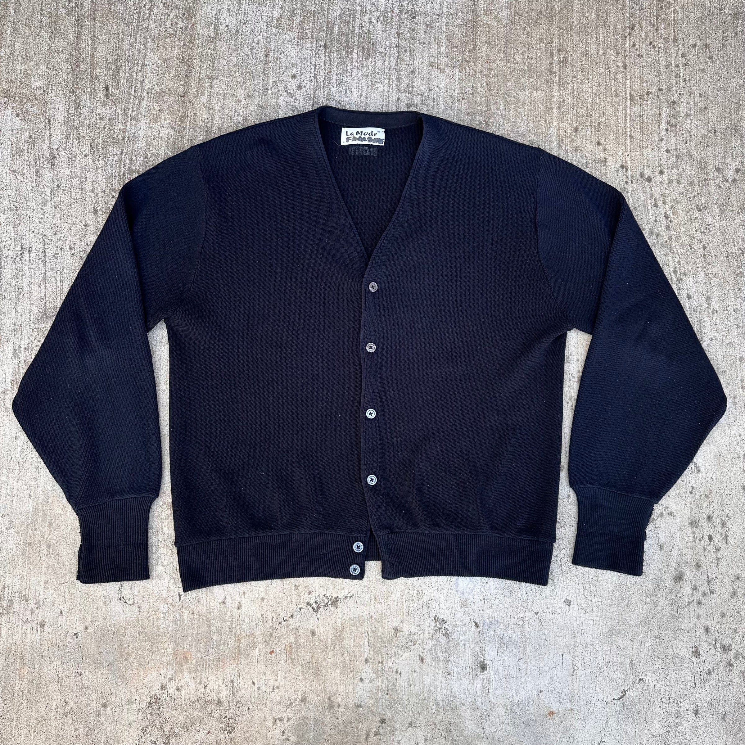 1960’s/70’s La Mode Black Cardigan Sweater XL