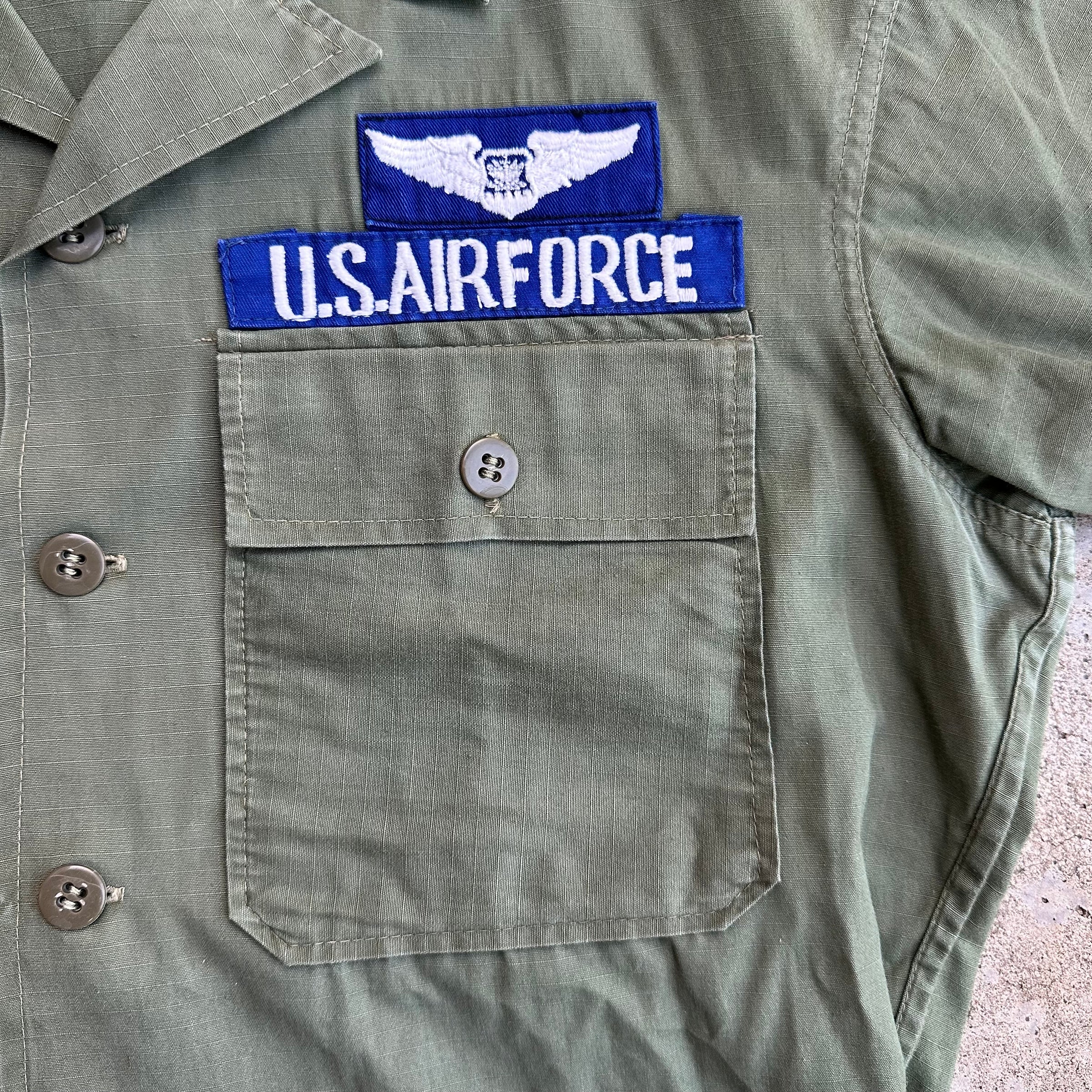 1960’s USAF Tailor Made Ripstop Fatigue Shirt 22.5” Chest