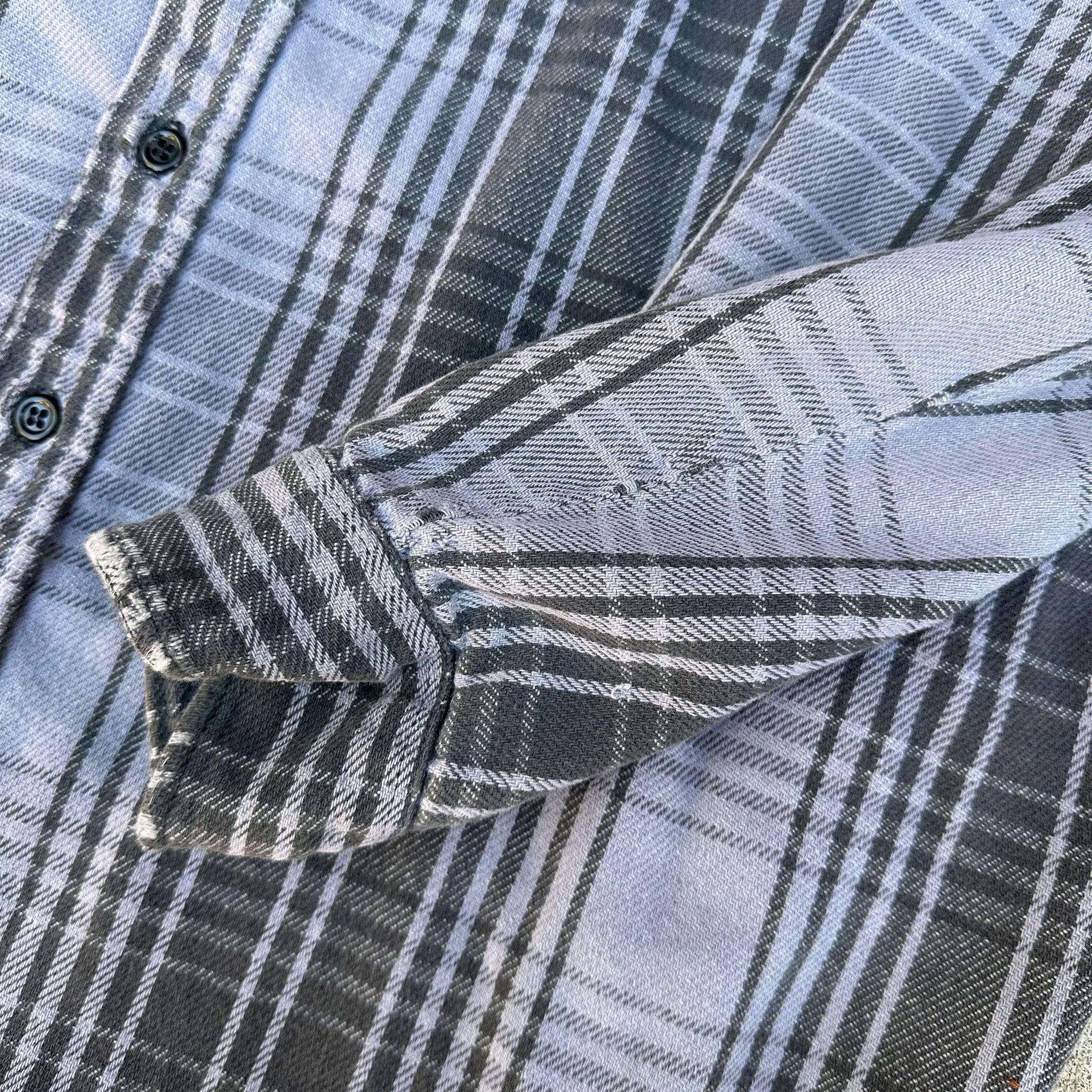 1980’s Osh’Kosh Black and Grey Cotton Flannel Shirt XL