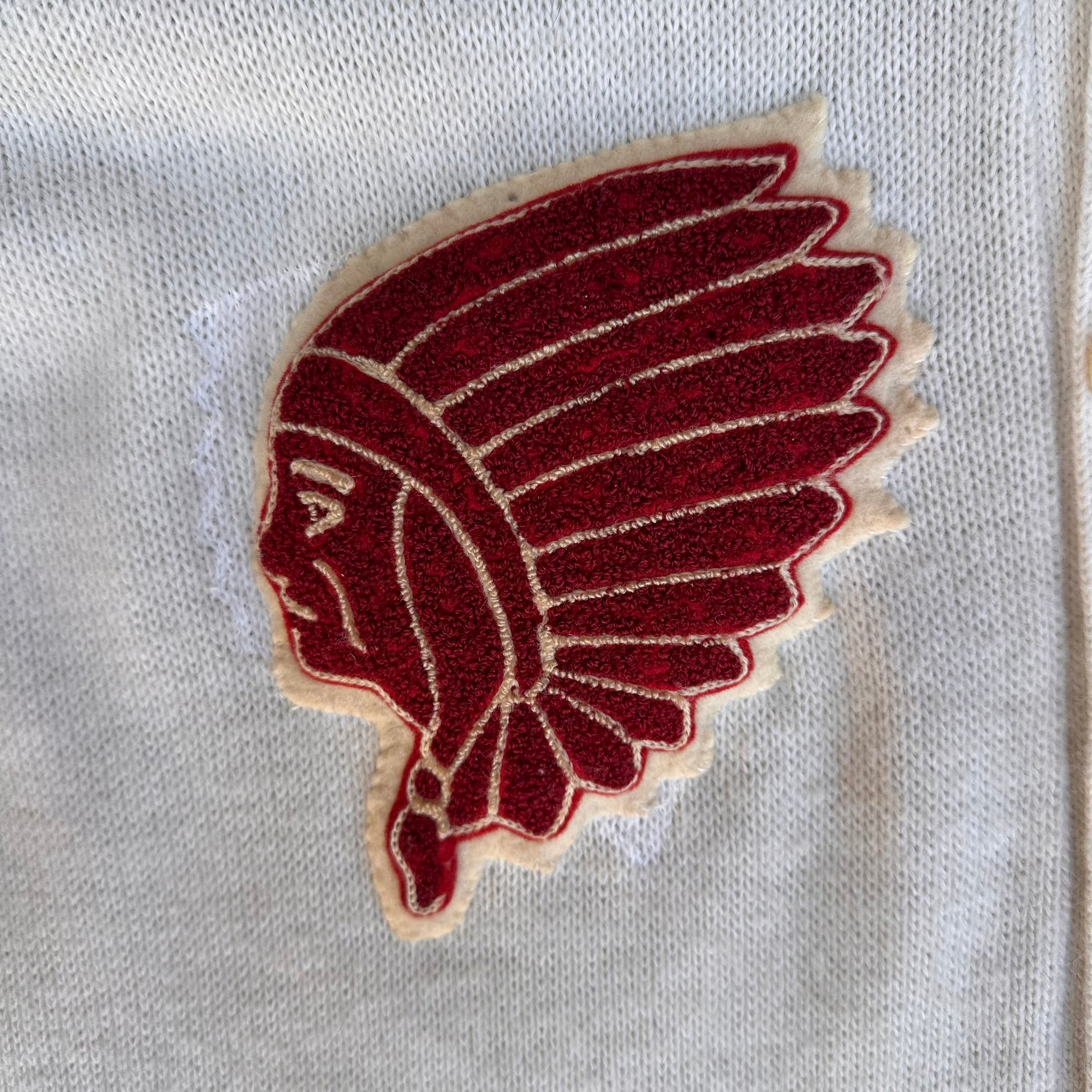 1950’s/60’s Patched Indian Head Letterman Cardigan Sweater Size 46
