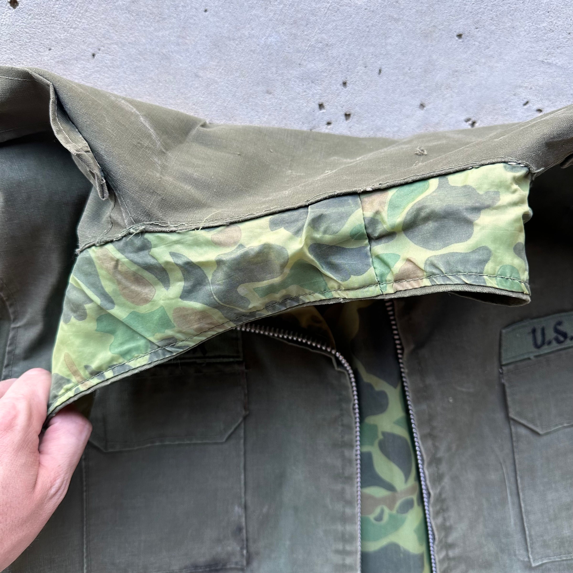 1960’s Tailor Made Reversible Korean Frogskin Camo Jacket Large
