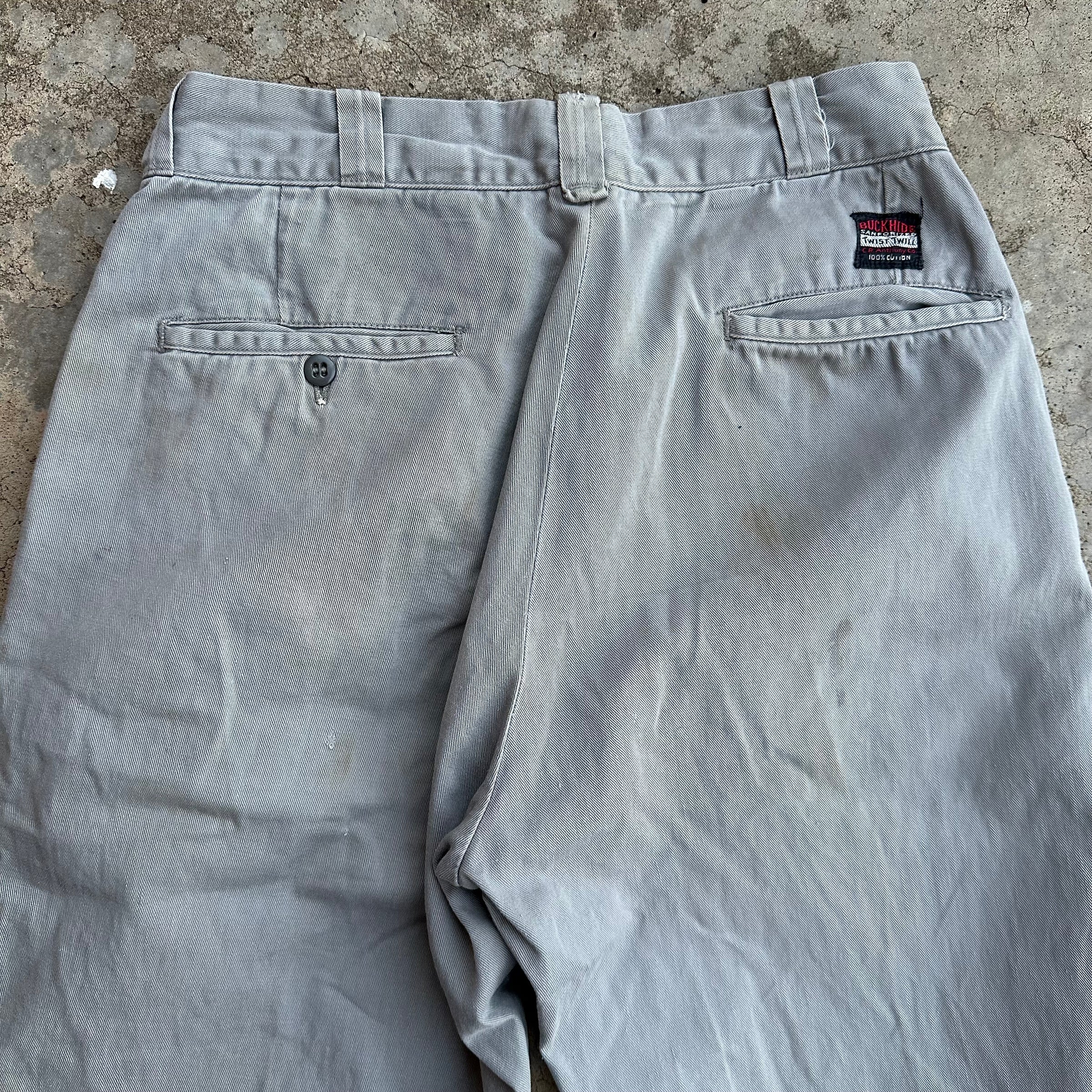 1950’s Anthony’s Buckhide Grey Sailcloth Cotton Work Pants 28” Waist