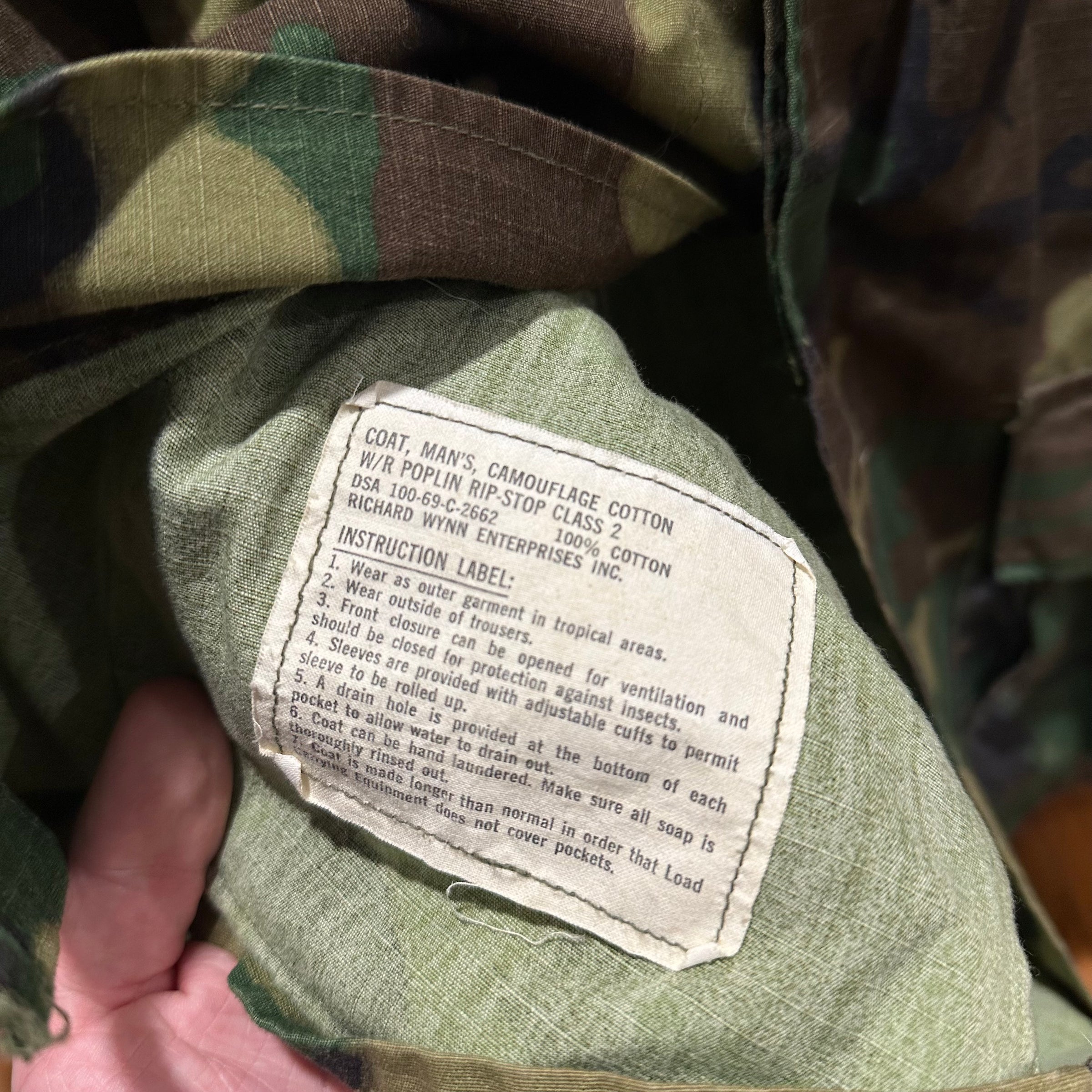 1960’s Deadstock/Mint Brown Dom ERDL Camo Jungle Jacket Medium Long