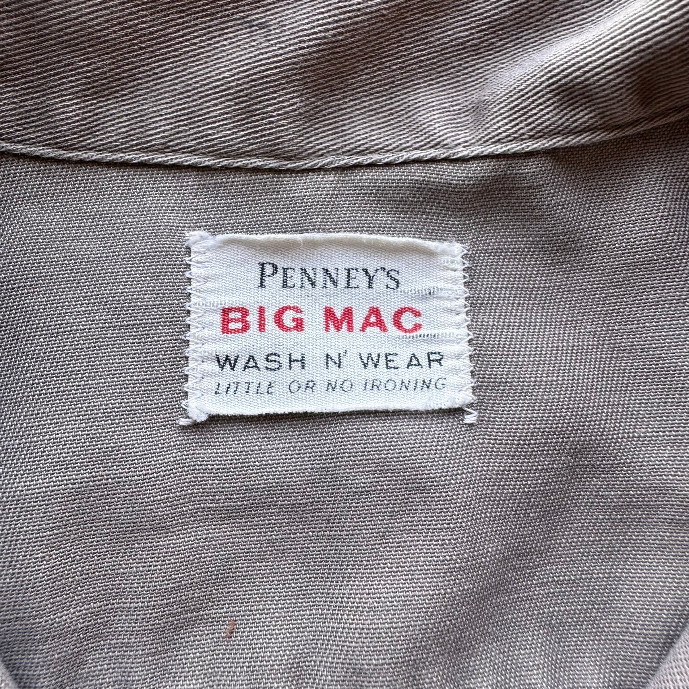 1950’s/60’s Penney’s Big Mac PBR Patched Grey Cotton Work Shirt Medium
