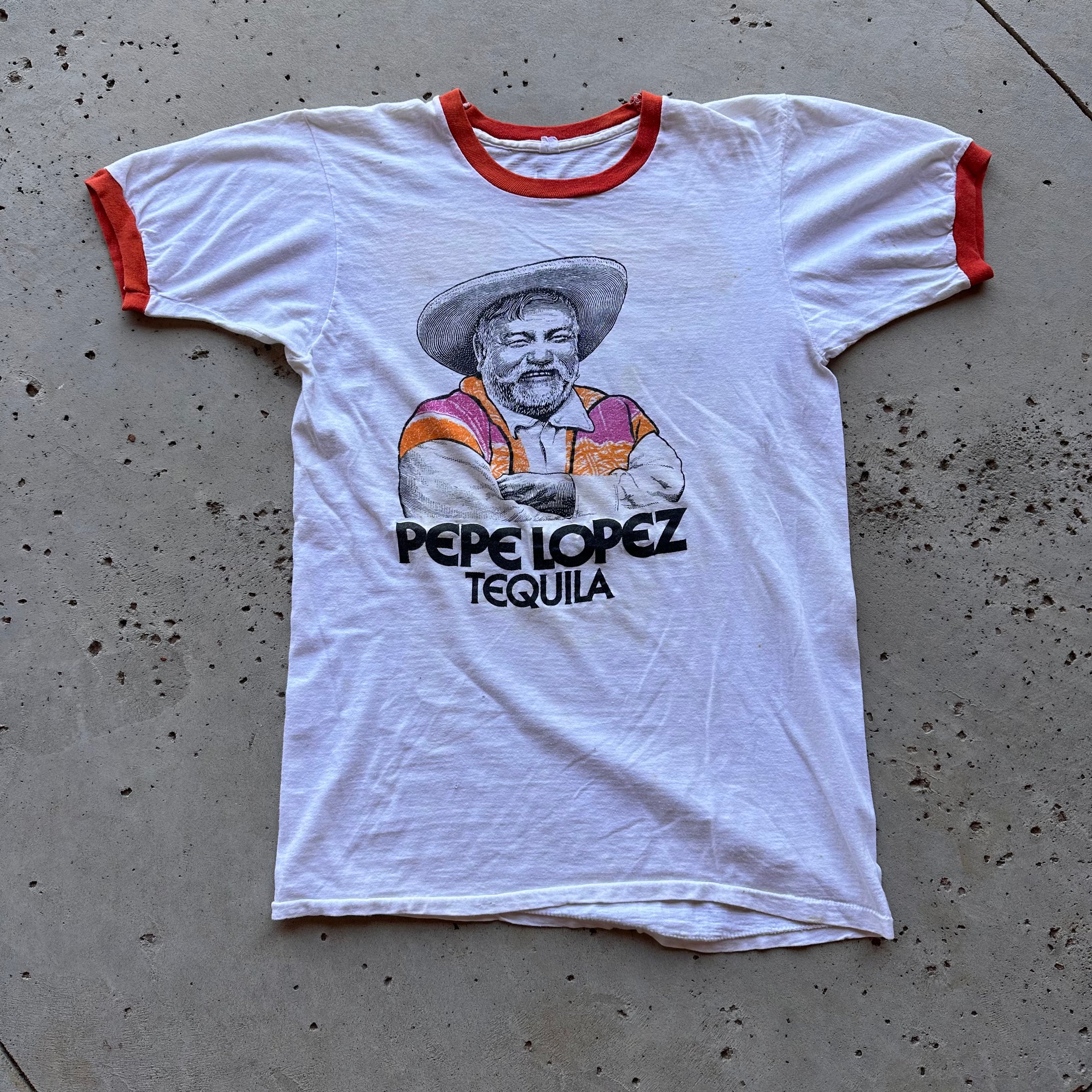 1970’s Pepe Lopez Tequila “Suck A Lemon” Ringer T-Shirt Small