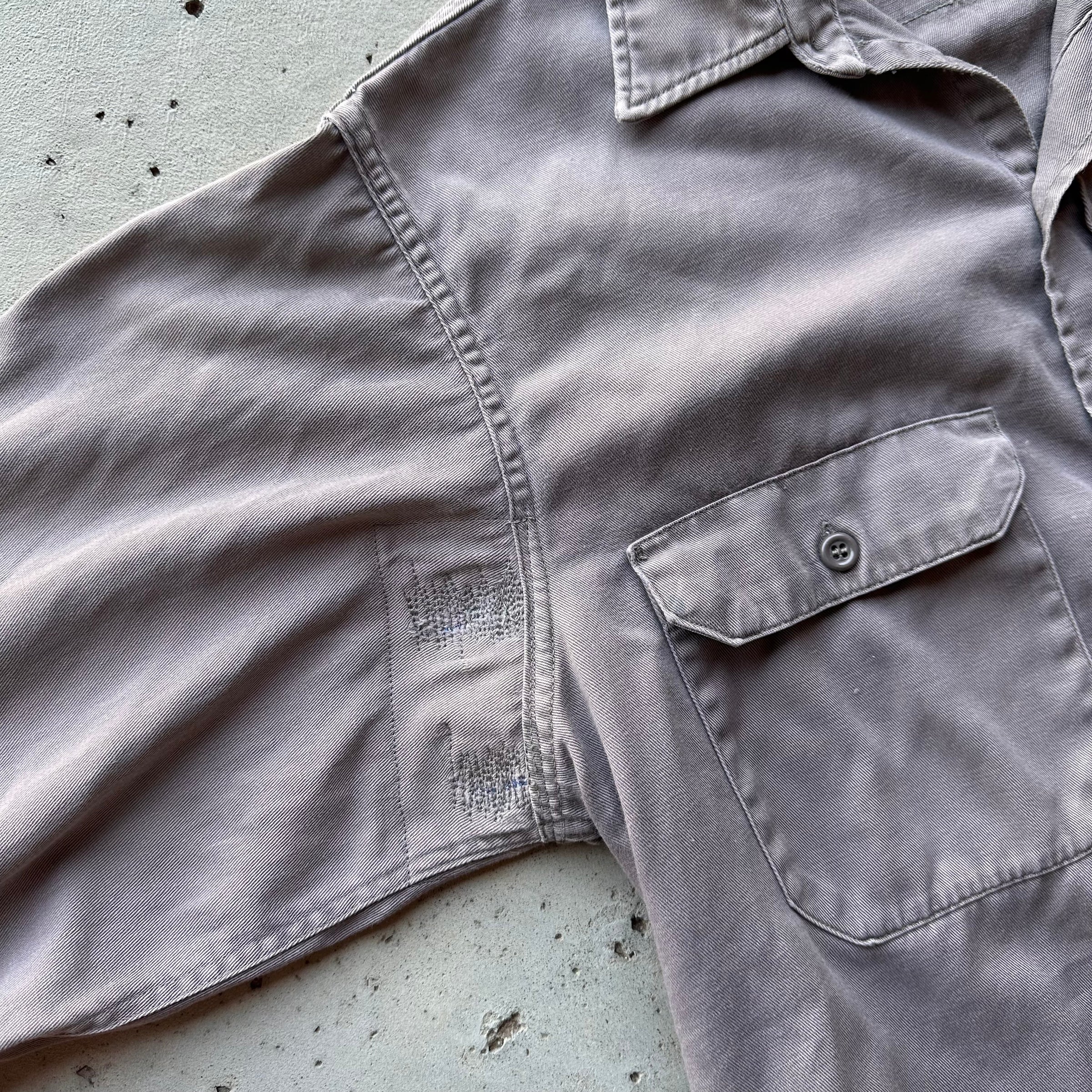 1950’s/60’s Penney’s Big Mac PBR Patched Grey Cotton Work Shirt Medium