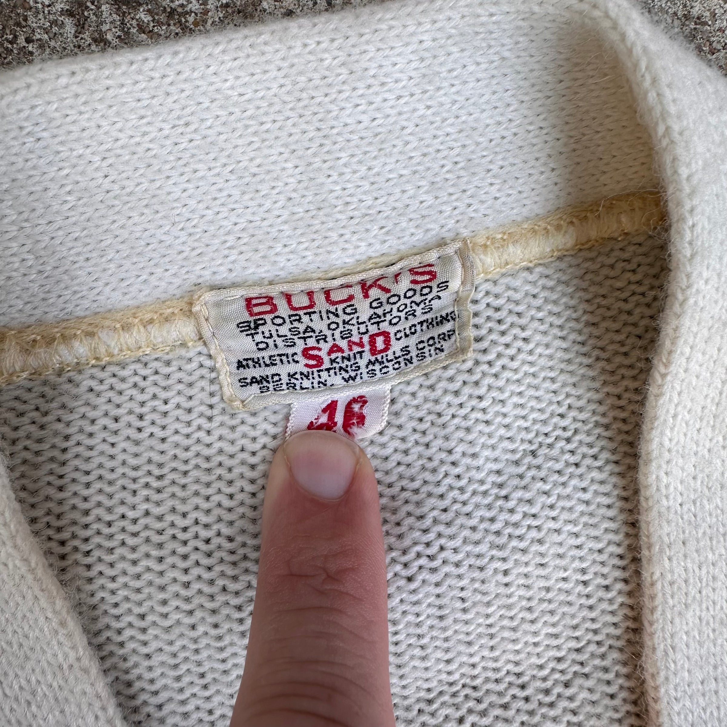 1950’s/60’s Patched Indian Head Letterman Cardigan Sweater Size 46