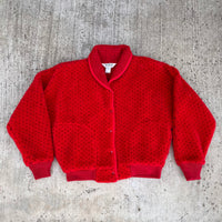 1980’s LL Bean Polka Dot Red Fleece Pile Jacket Medium
