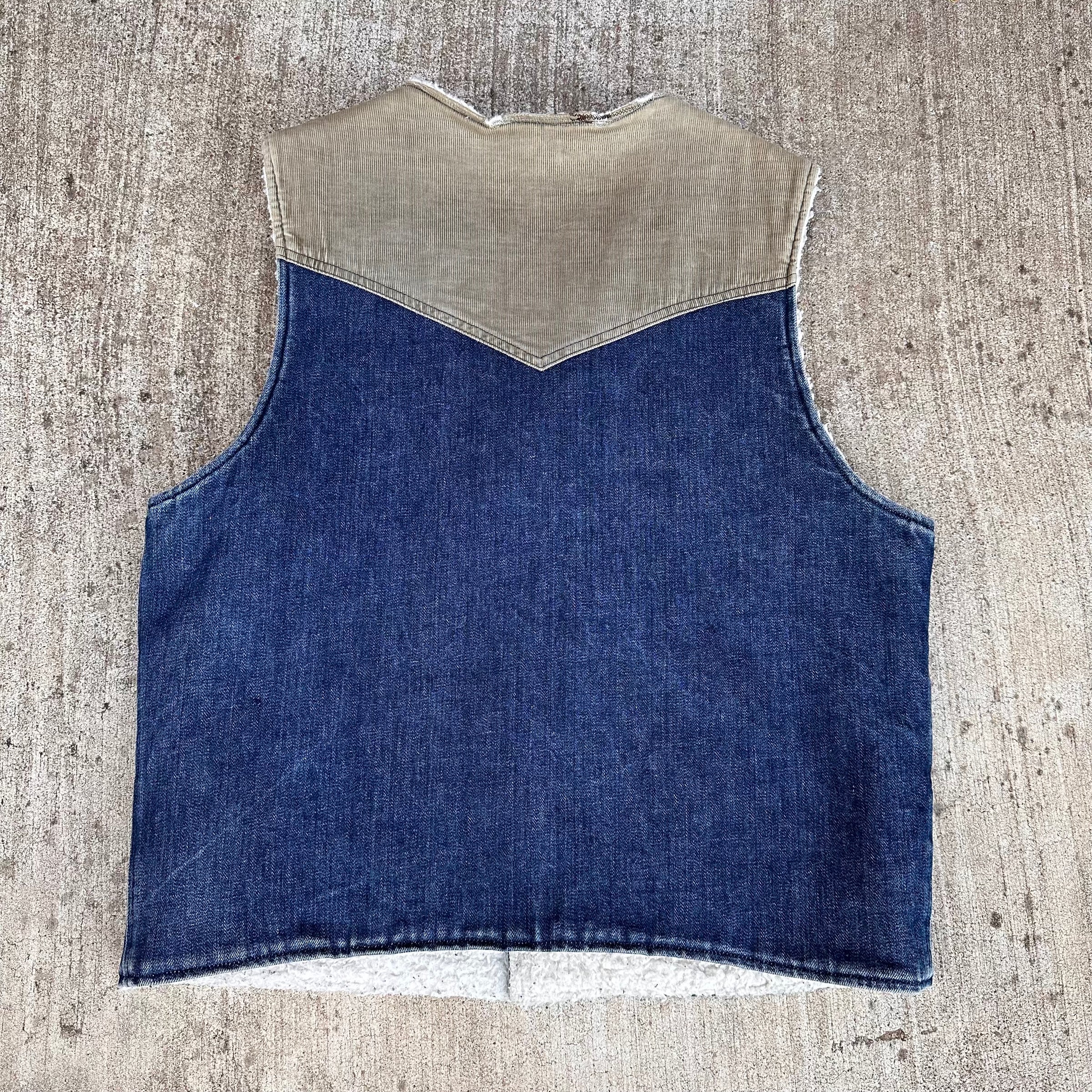 1970’s/80’s Denim Corduroy Sherpa Lined Vest M/L