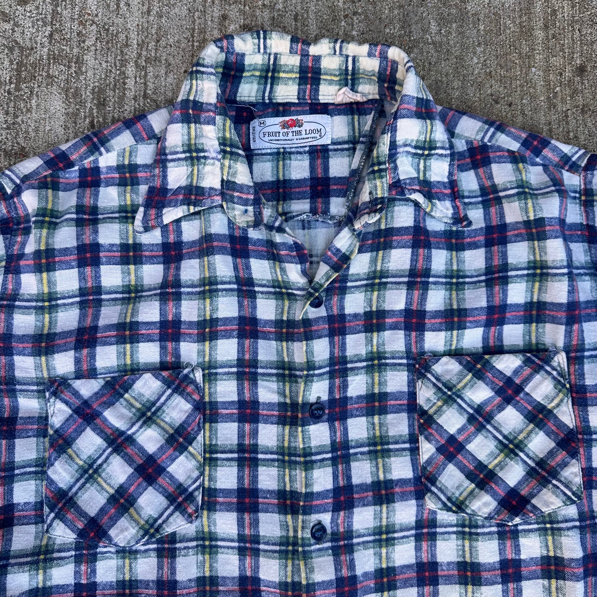 1970’s Fruit of the Loom Printed Plaid Flannel Shirt 23” Chest
