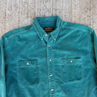 1980’s Eddie Bauer Teal Corduroy Work Shirt Large