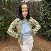 1970’s Printed Plaid Cotton Flannel Shirt Small