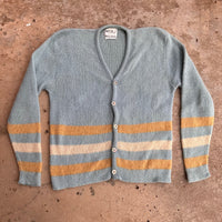 1960’s Light Blue Striped Mohair Cardigan Sweater Medium
