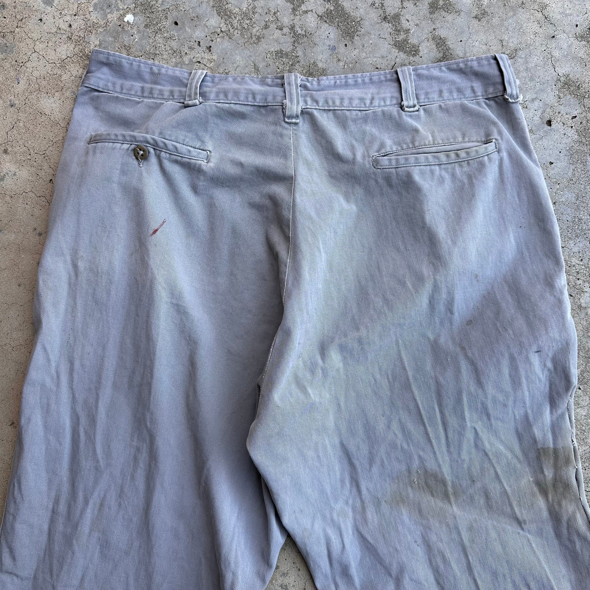 1950’s Grey Cotton Work Pants 36” x 27”