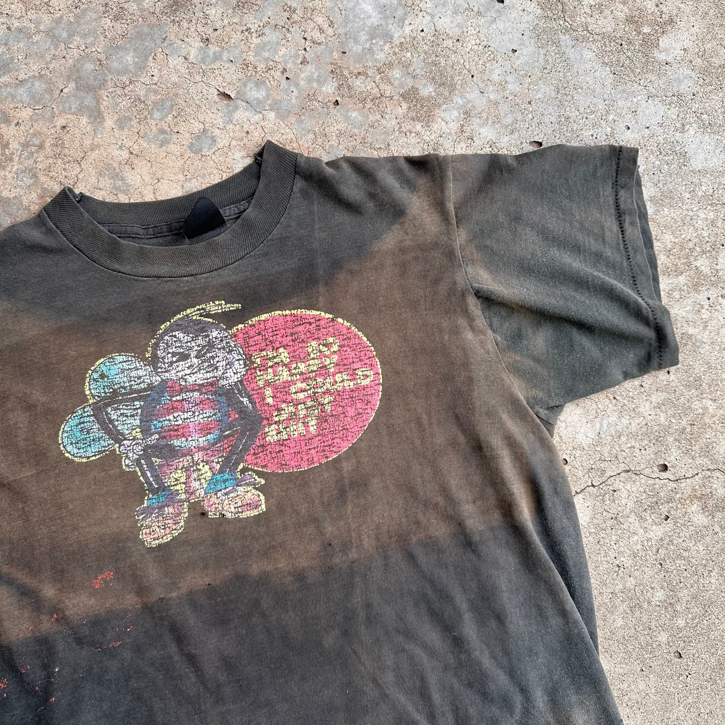 1970’s “I’m So Happy I Could Just Shit!” Faded Black T-Shirt Large