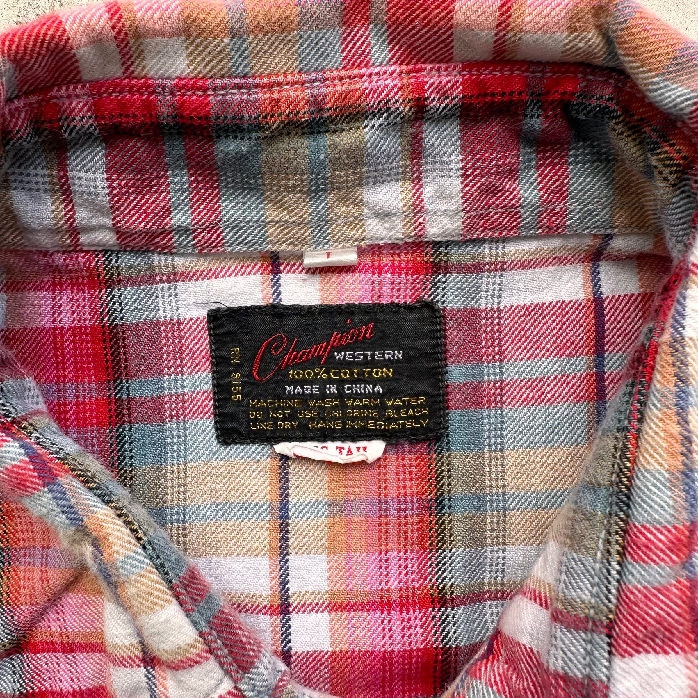 1970’s Champion Plaid Cotton Western Flannel Large