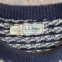 1970’s LL Bean Navy Birdseye Pattern Wool Sweater XL
