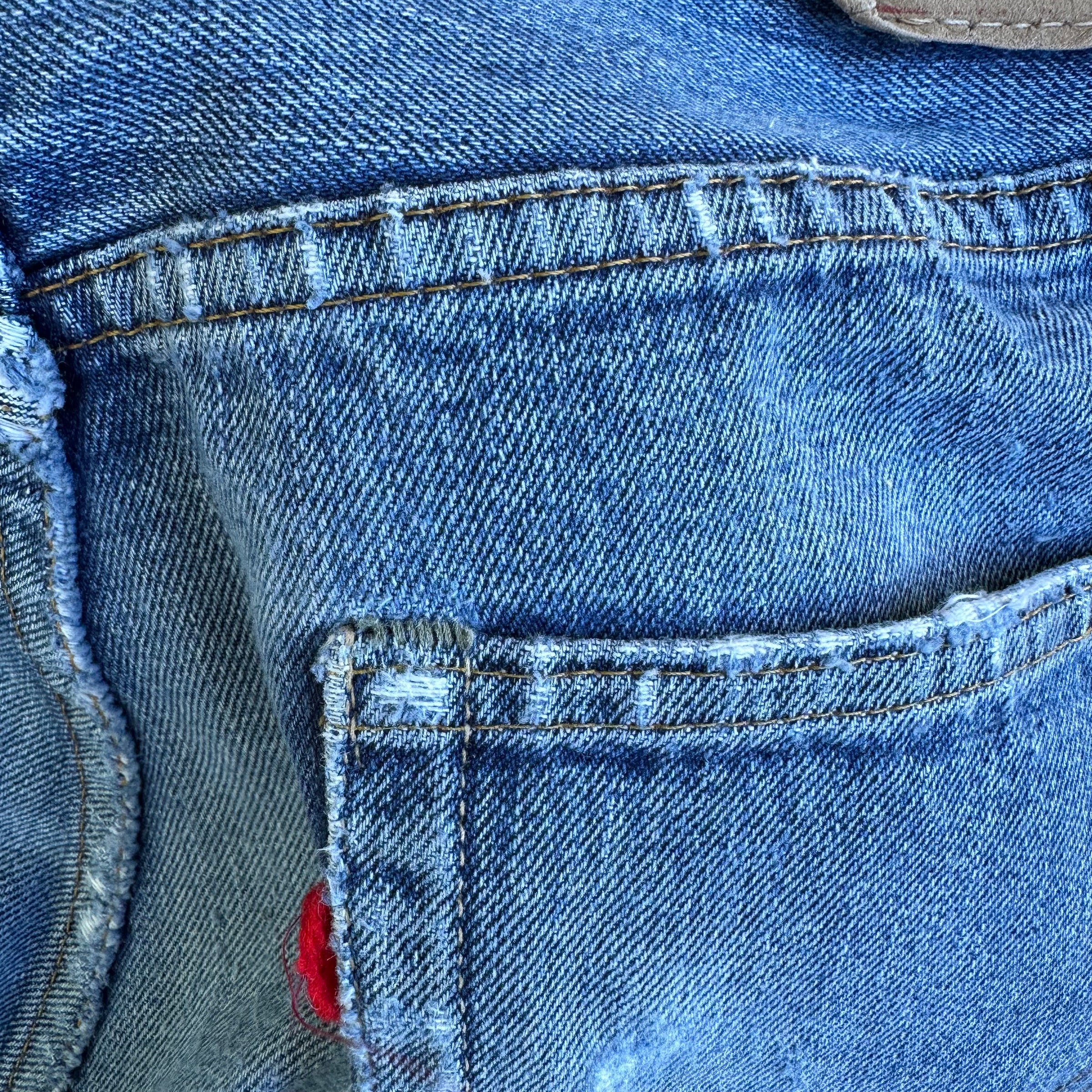 1970’s Thrashed Levi’s 501 Single Stitch Redline Denim Jeans 31” x 28”