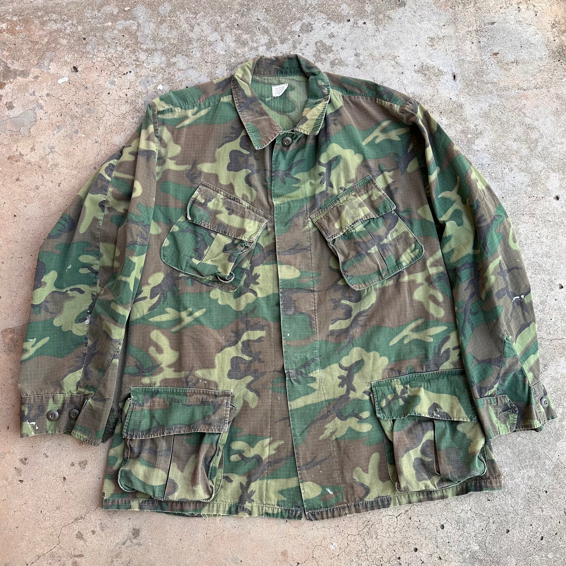 1960’s Vietnam War ERDL Camo Jungle Jacket Large Regular
