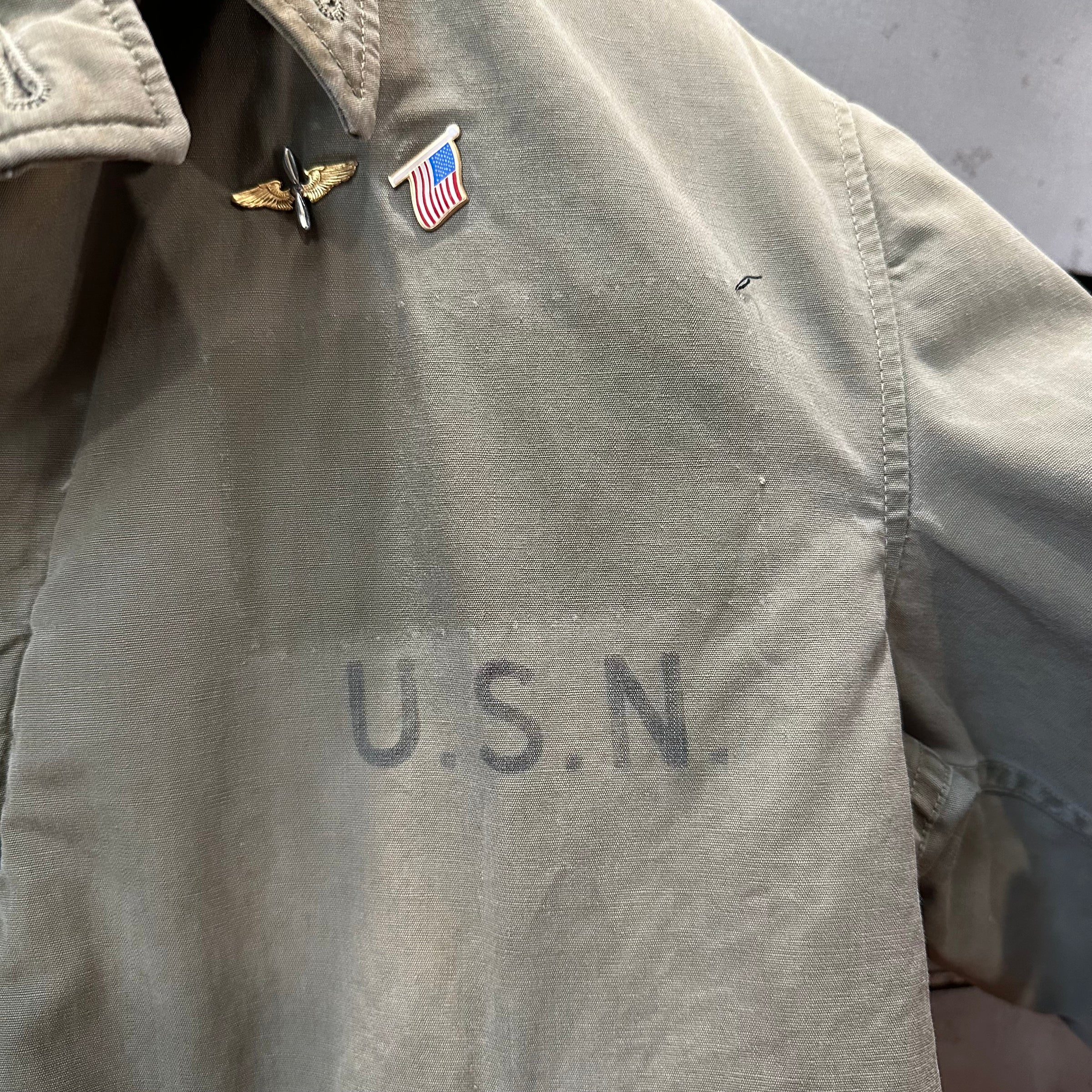 1940’s WWII Patched USN N-4 Deck Jacket  22” Chest