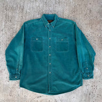 1980’s Eddie Bauer Teal Corduroy Work Shirt Large