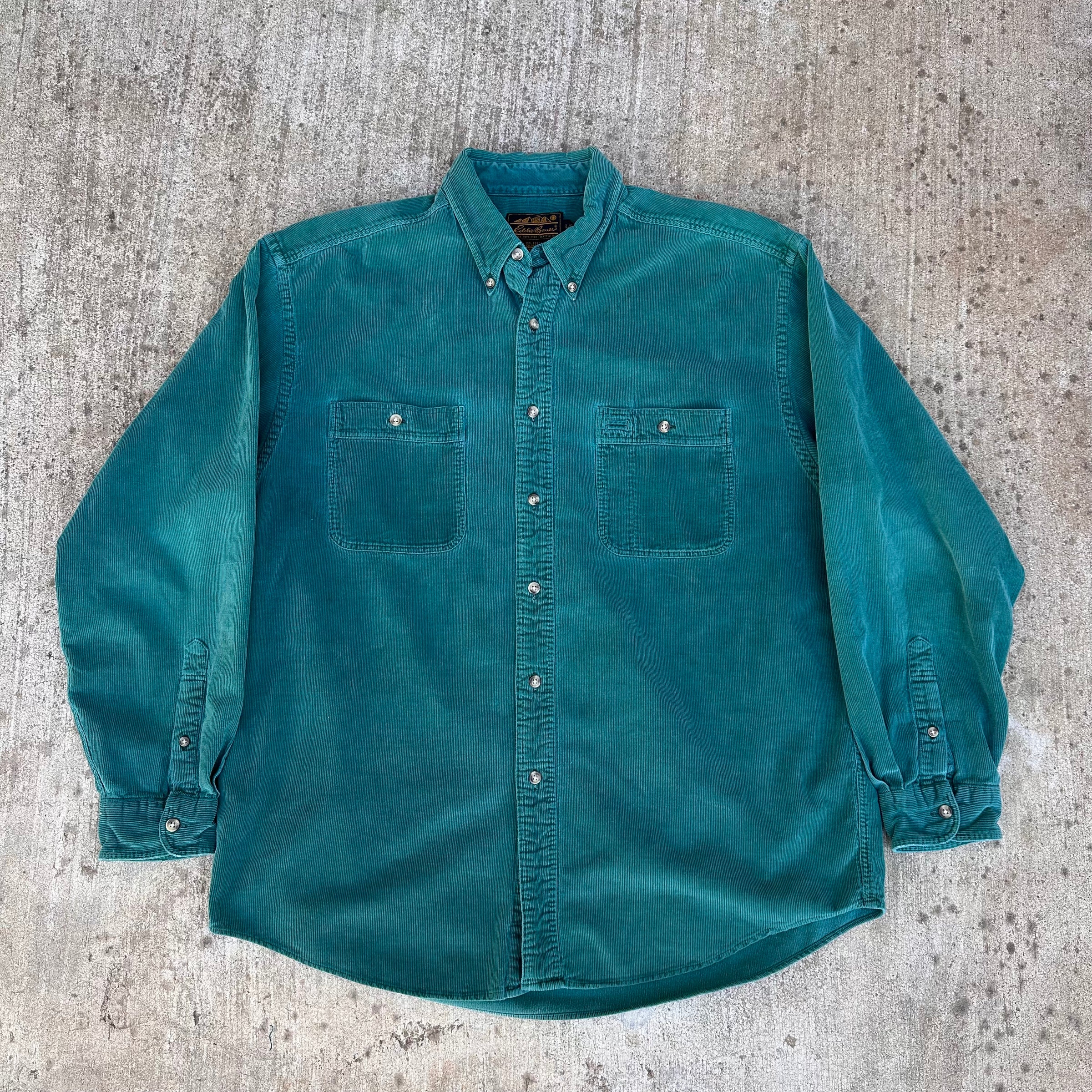 1980’s Eddie Bauer Teal Corduroy Work Shirt Large