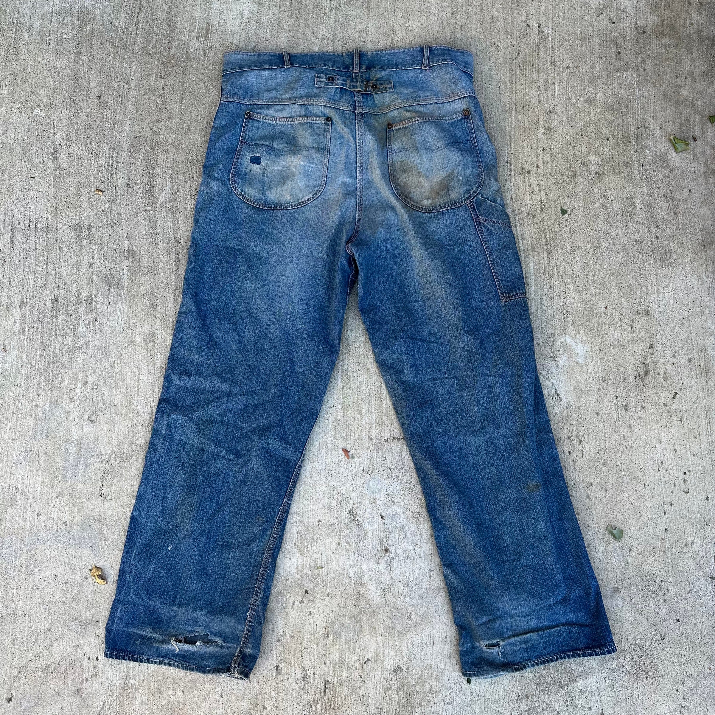 1930’s Casey Jones Buckleback Denim Jeans 39” x 30”