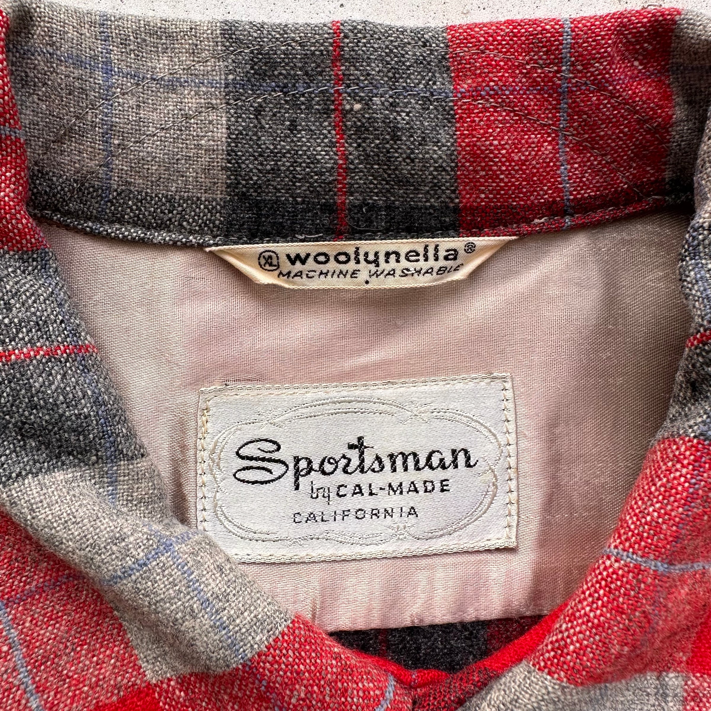 1950’s/60’s Sportsman Woolynella Plaid Loop Collar Shirt XL