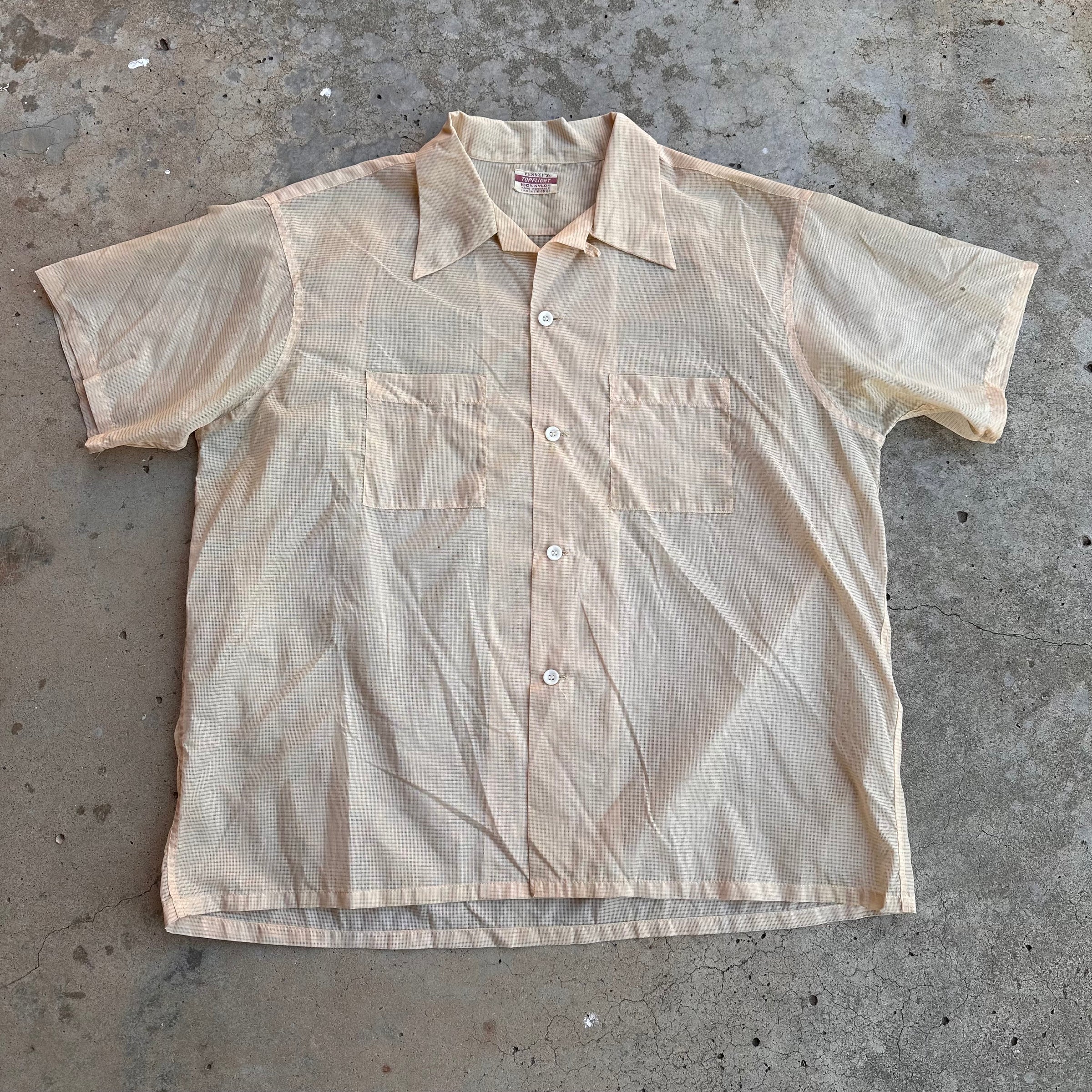 1950’s Penney’s TopFlight Short Sleeve Nylon Loop Collar Shirt XL