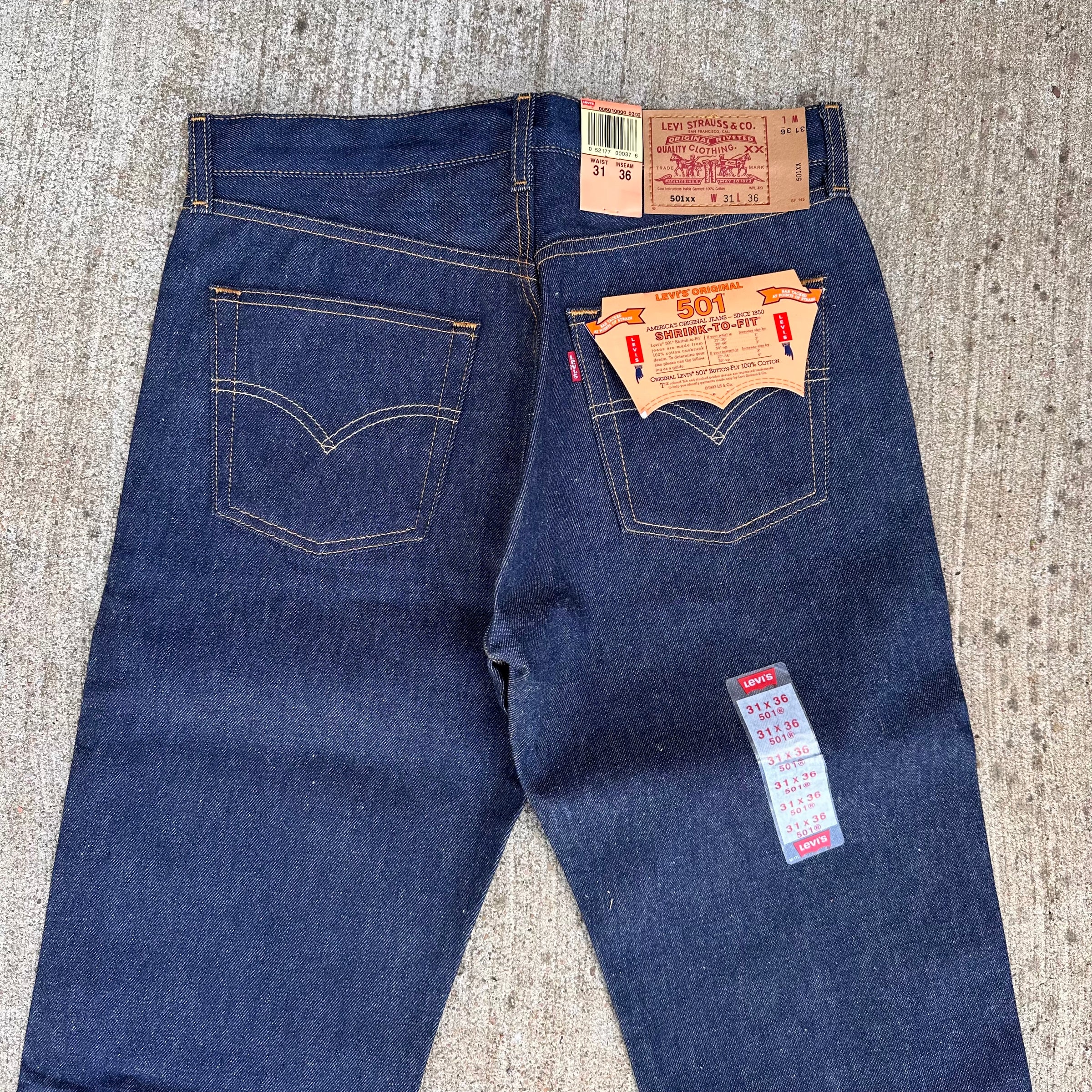 2000’s Deadstock Levi’s 501 Shrink to Fit Denim Jeans Tagged 31” x 36”