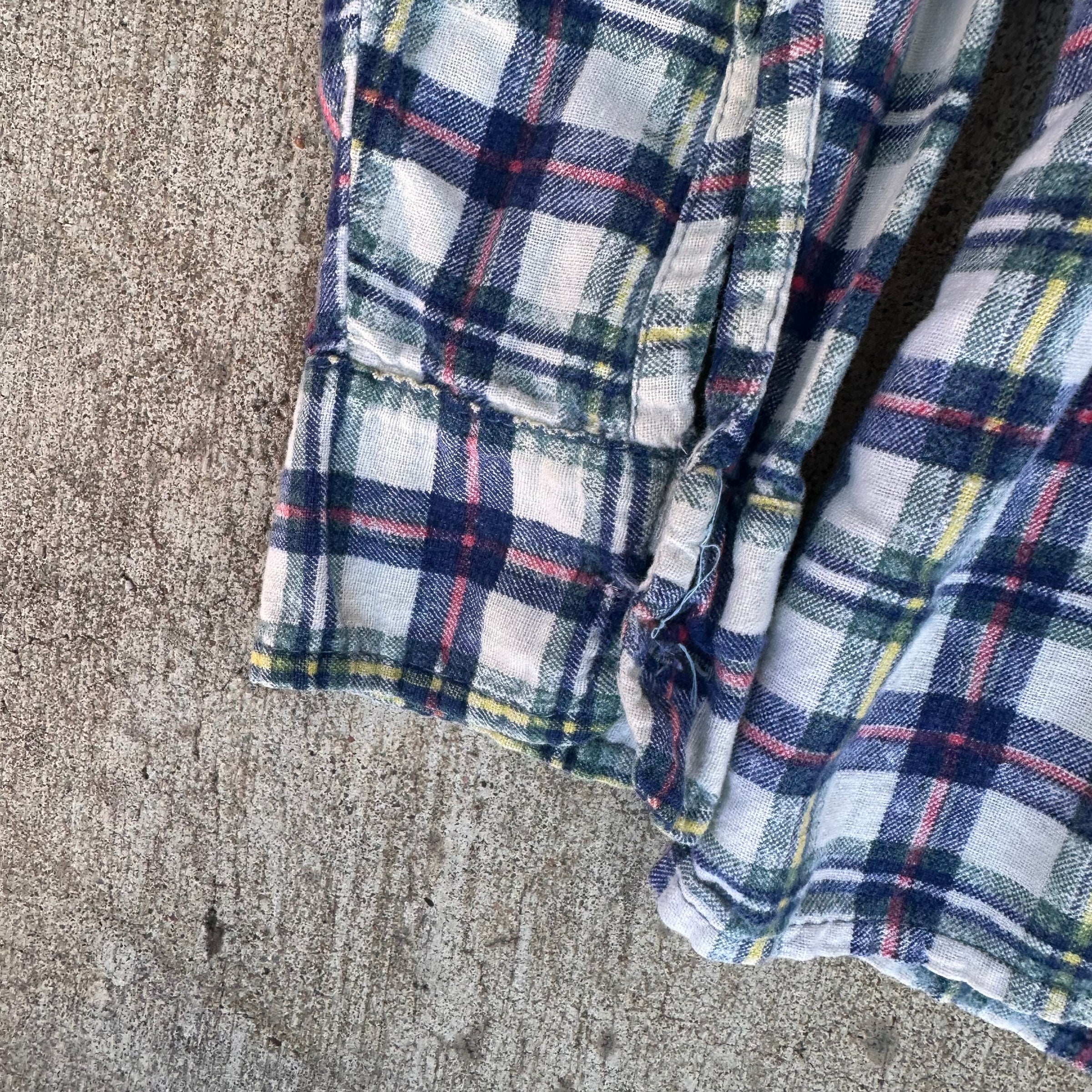 1970’s Fruit of the Loom Printed Plaid Flannel Shirt 23” Chest