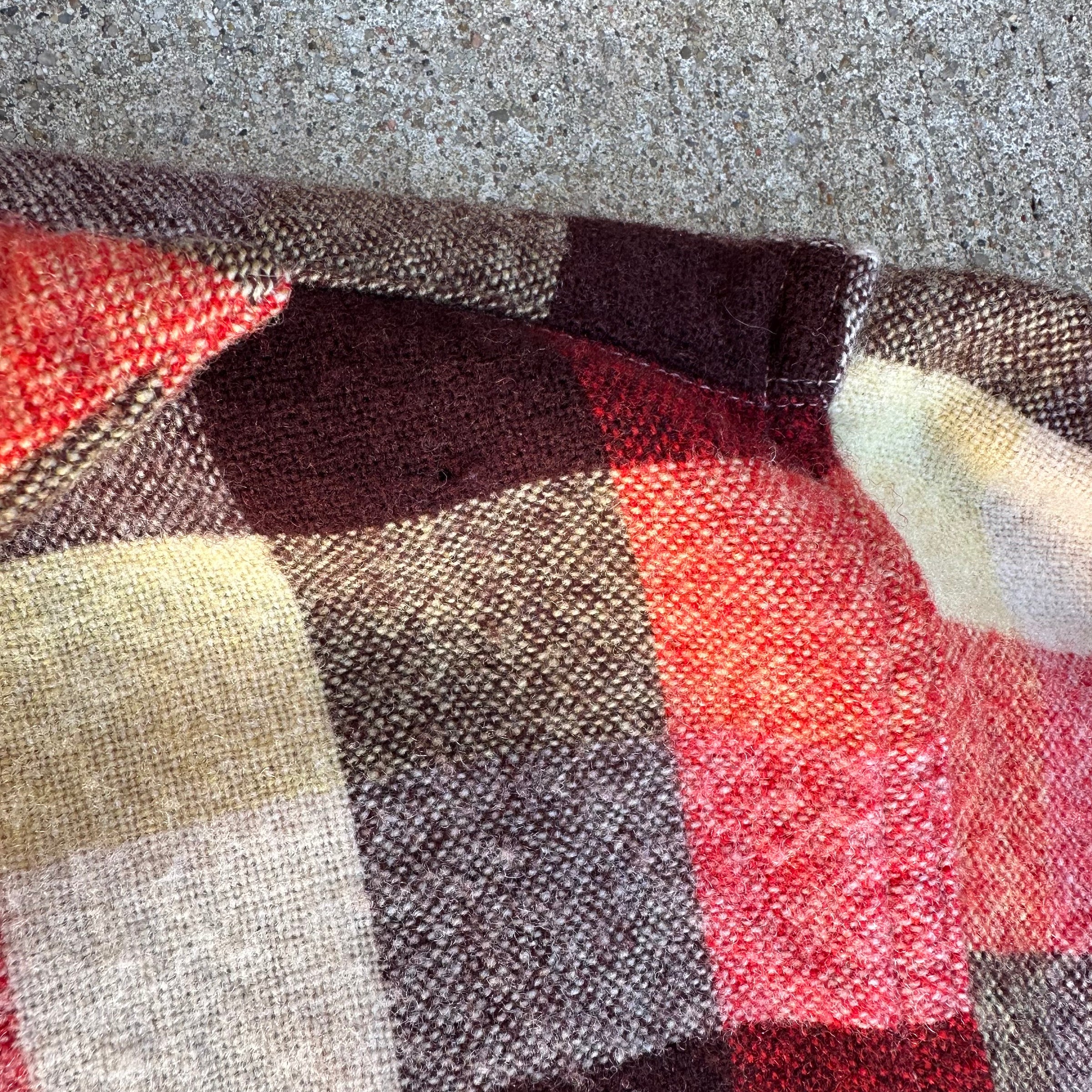 1960’s Arrow Plaid Wool Loop Collar Shirt Medium