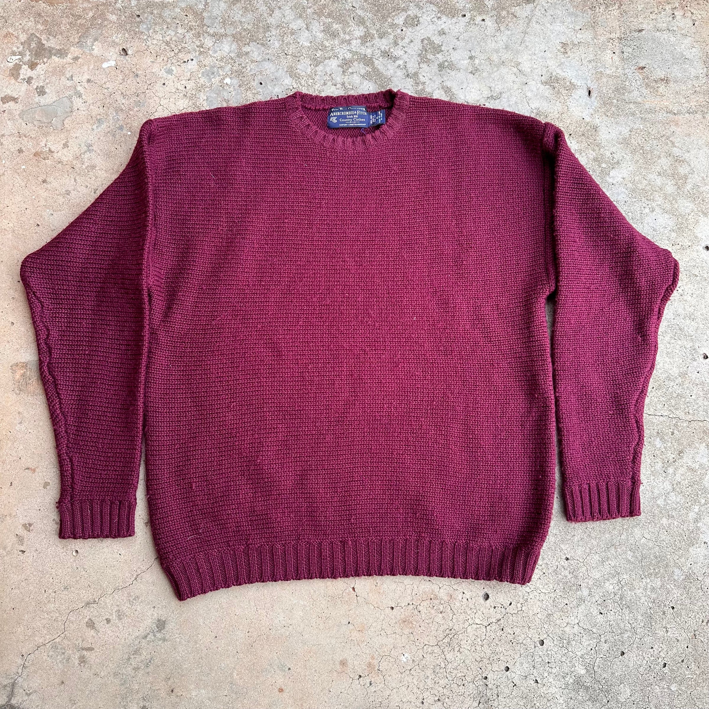 1980’s/90’s Abercrombie & Fitch Burgundy Wool Sweater XL
