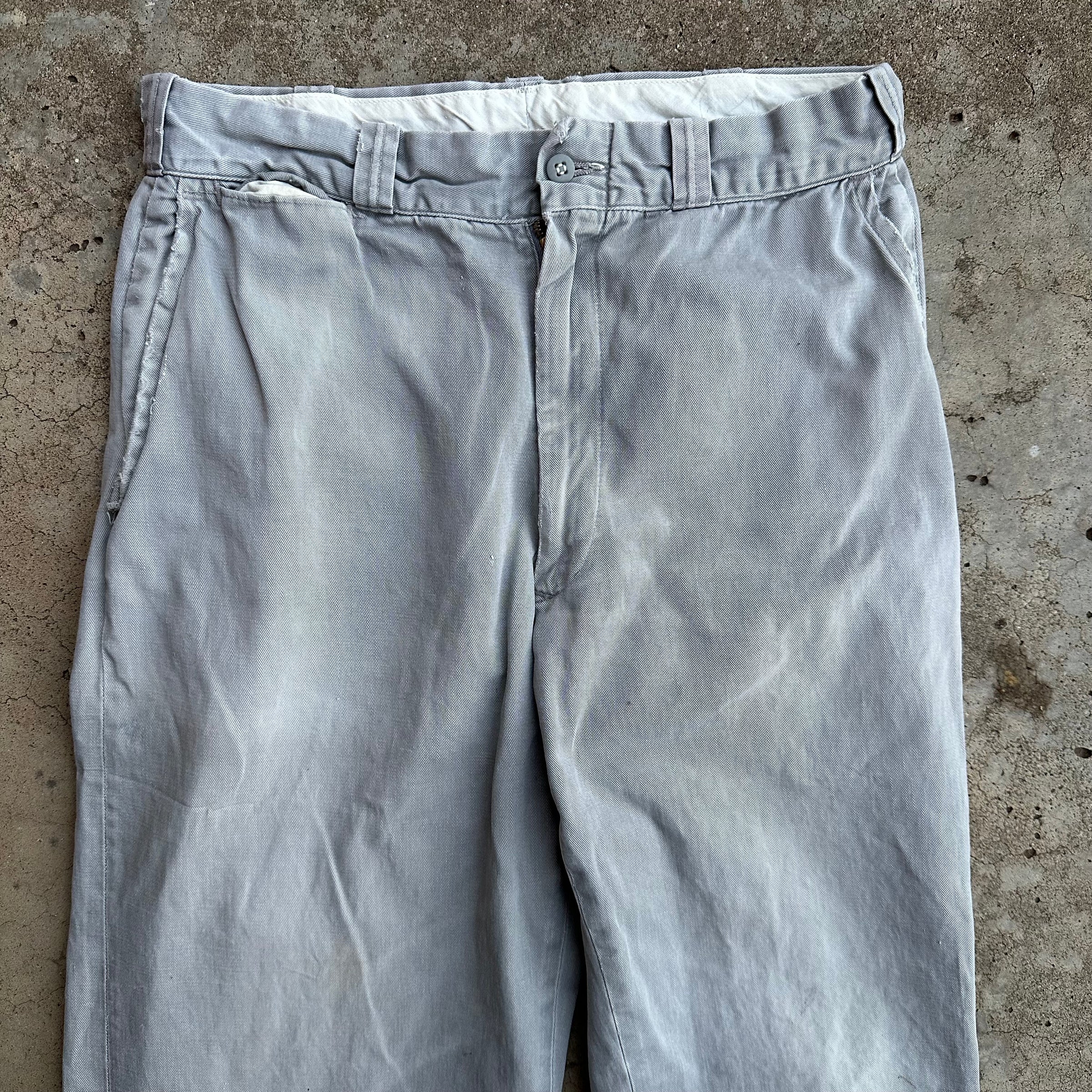 1950’s Anthony’s Buckhide Grey Sailcloth Cotton Work Pants 30” Waist