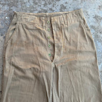 1940’s WWII USMC Khaki Chino Pants with Metal Buttons 31” Waist