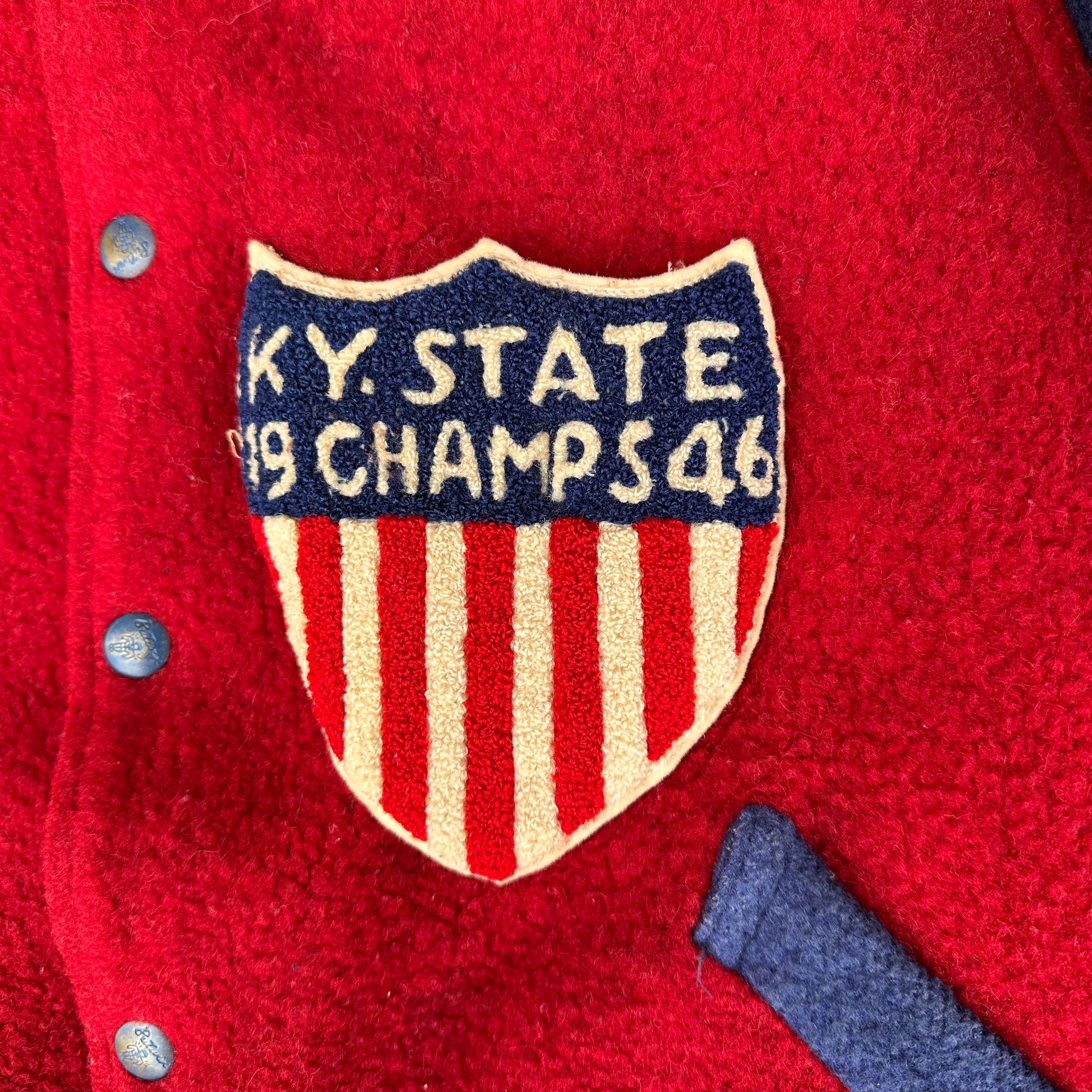 1940’s Butwin Two-Tone Nylon Fleece Reversible Varsity Jacket 24” Chest