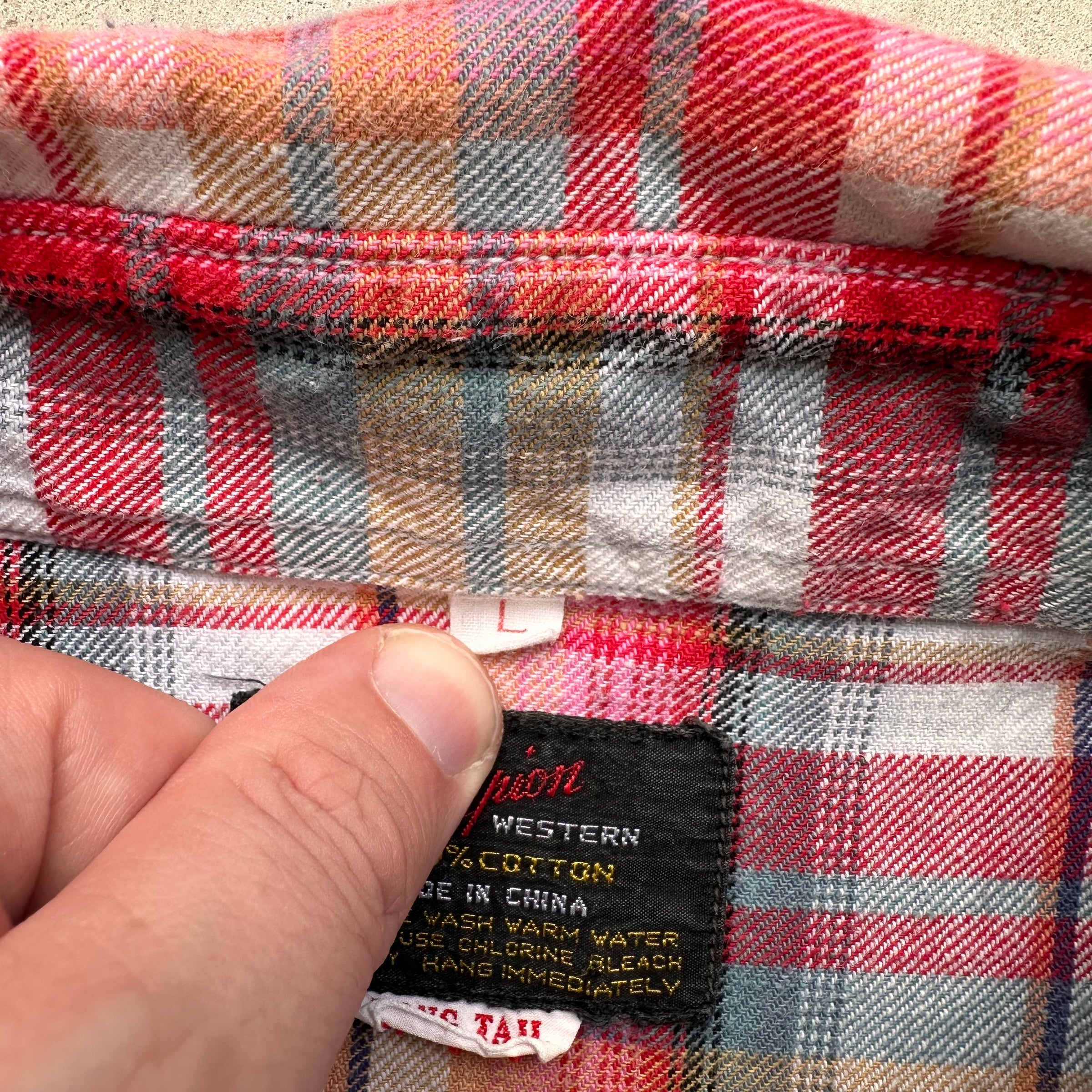 1970’s Champion Plaid Cotton Western Flannel Large