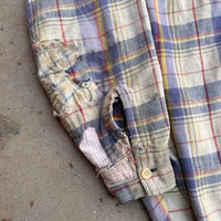 1940’s/50’s Pilgrim Repaired Plaid Cotton Flannel L/XL