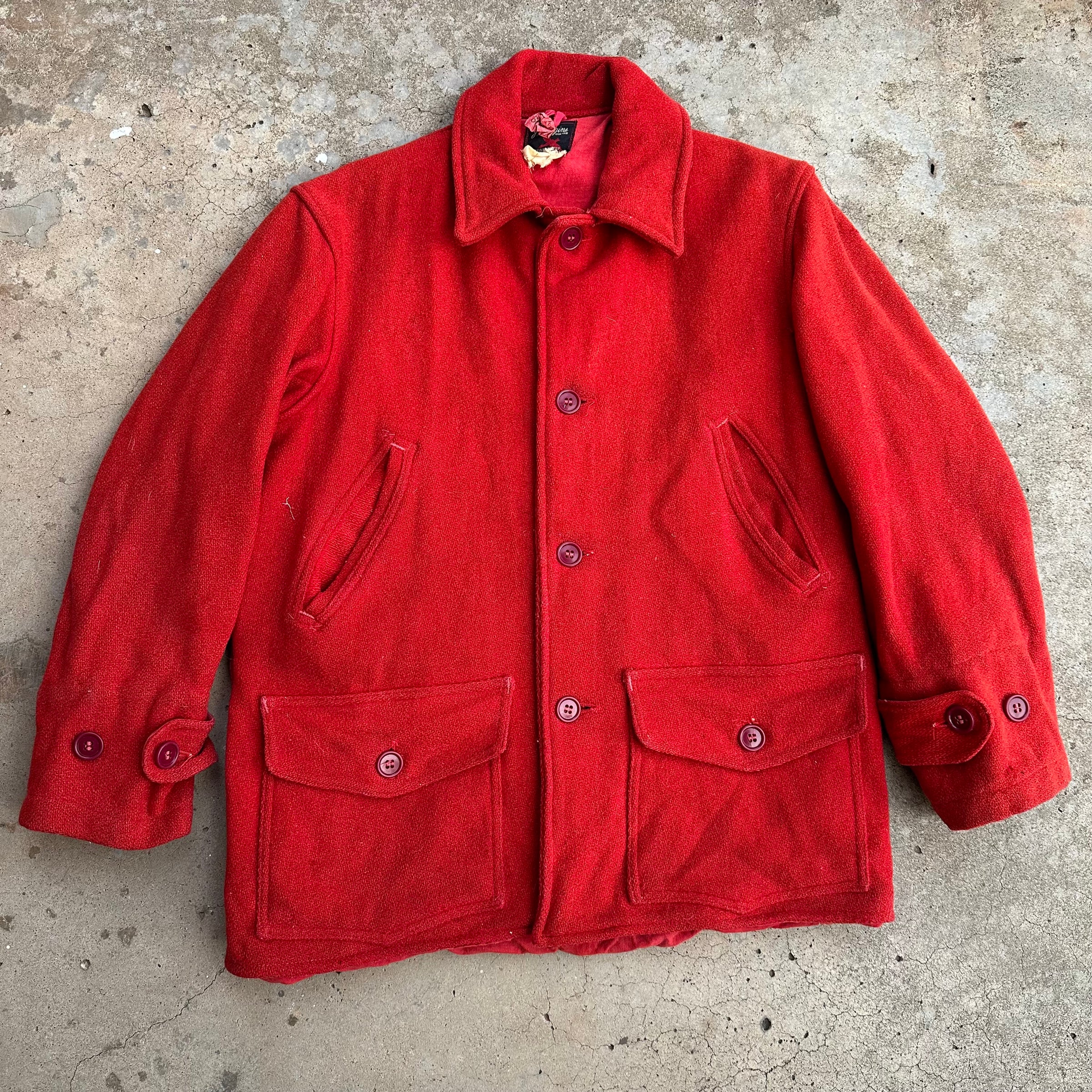 1940’s/50’s JC Higgins Red Wool Mackinaw Jacket Medium