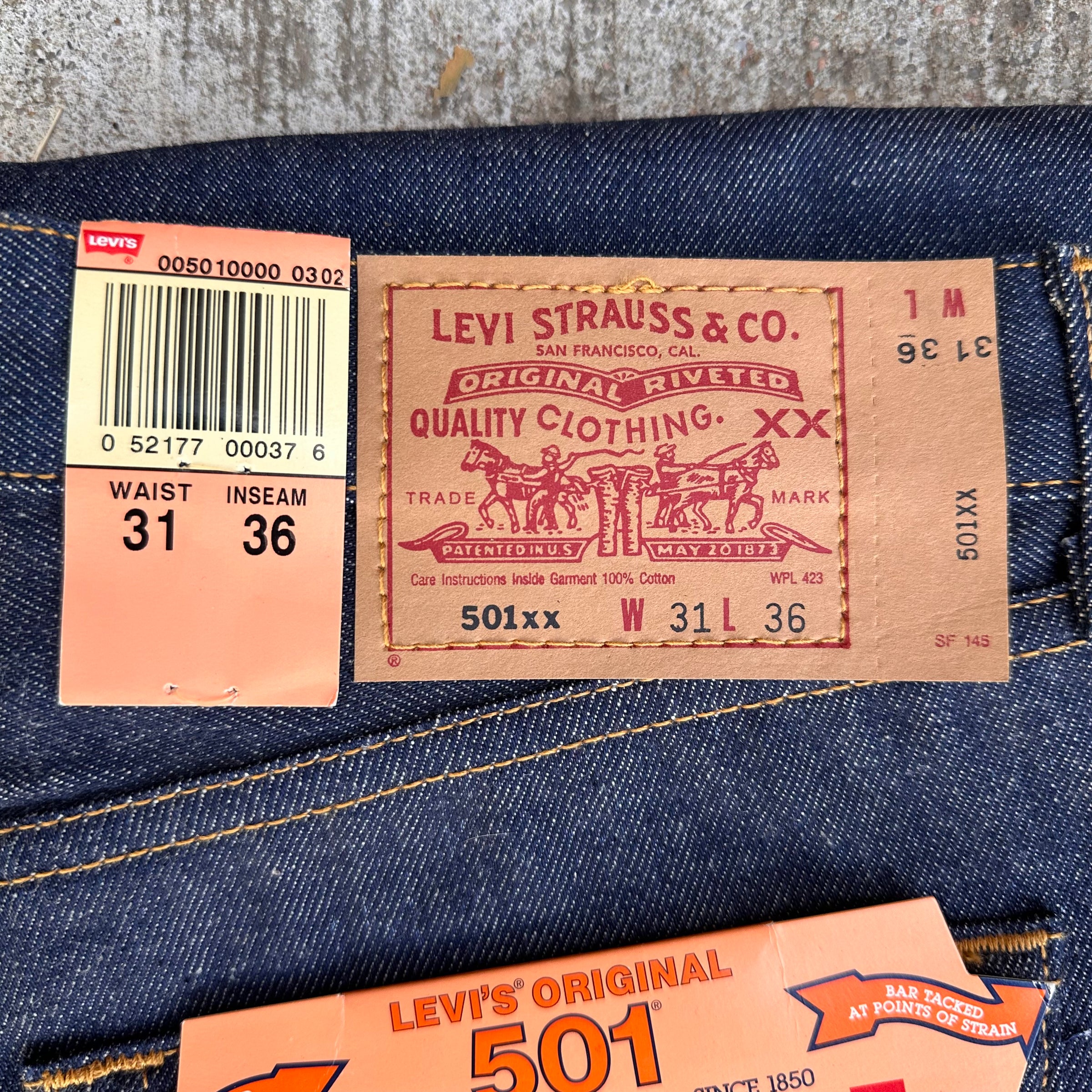 2000’s Deadstock Levi’s 501 Shrink to Fit Denim Jeans Tagged 31” x 36”