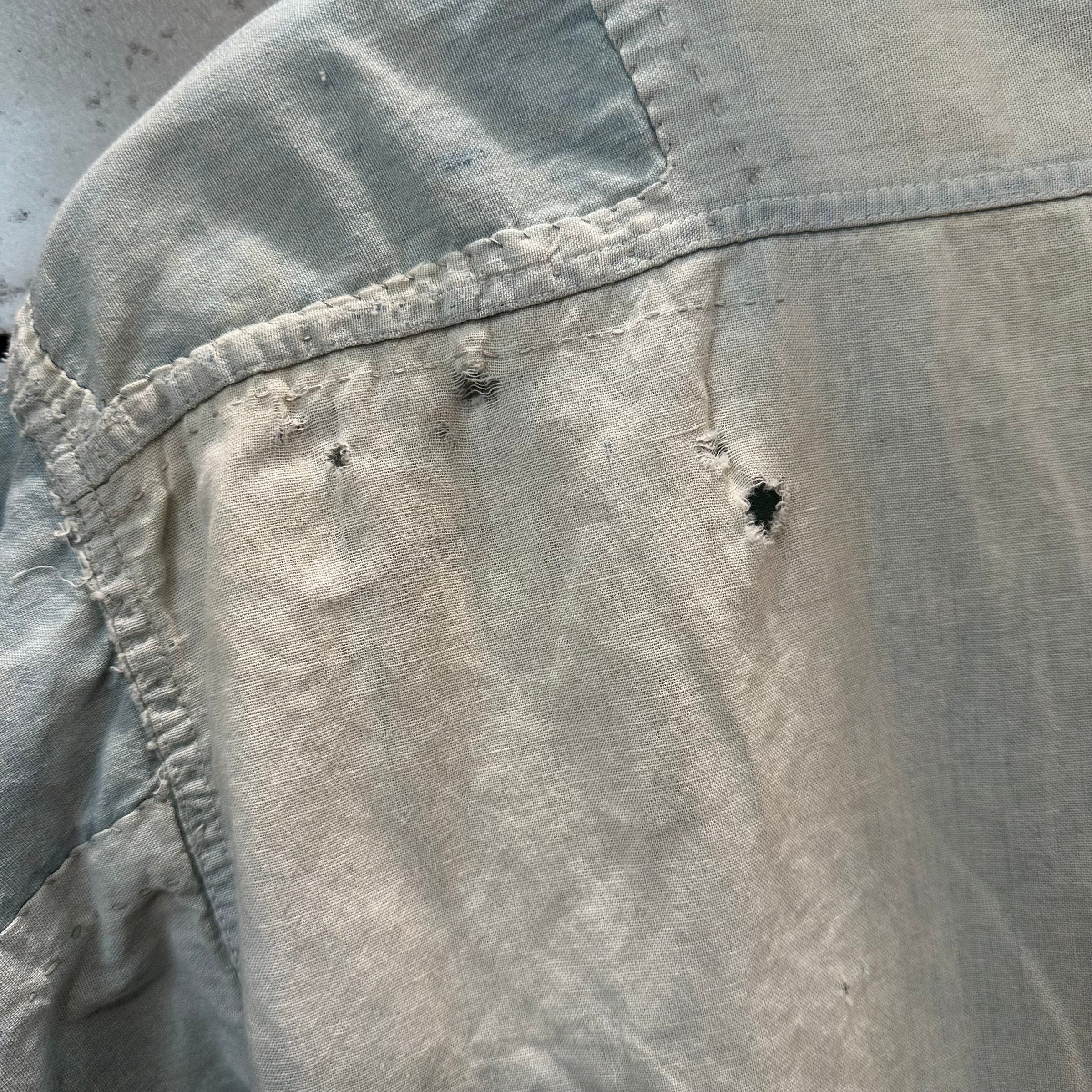 1950’s Repaired Chambray Work Shirt 22.5" Chest