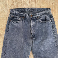 1980’s Black Acid Wash Levi’s 501 Denim Jeans 30” x 30”